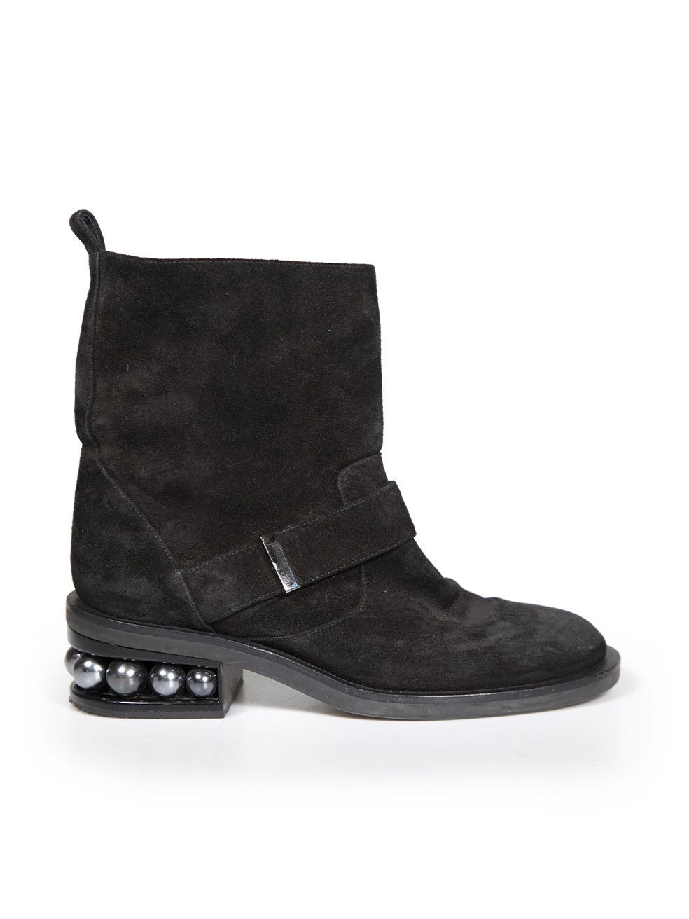 image of Nicholas Kirkwood Black Suede Faux Pearl Boots, Women's (Size 9)