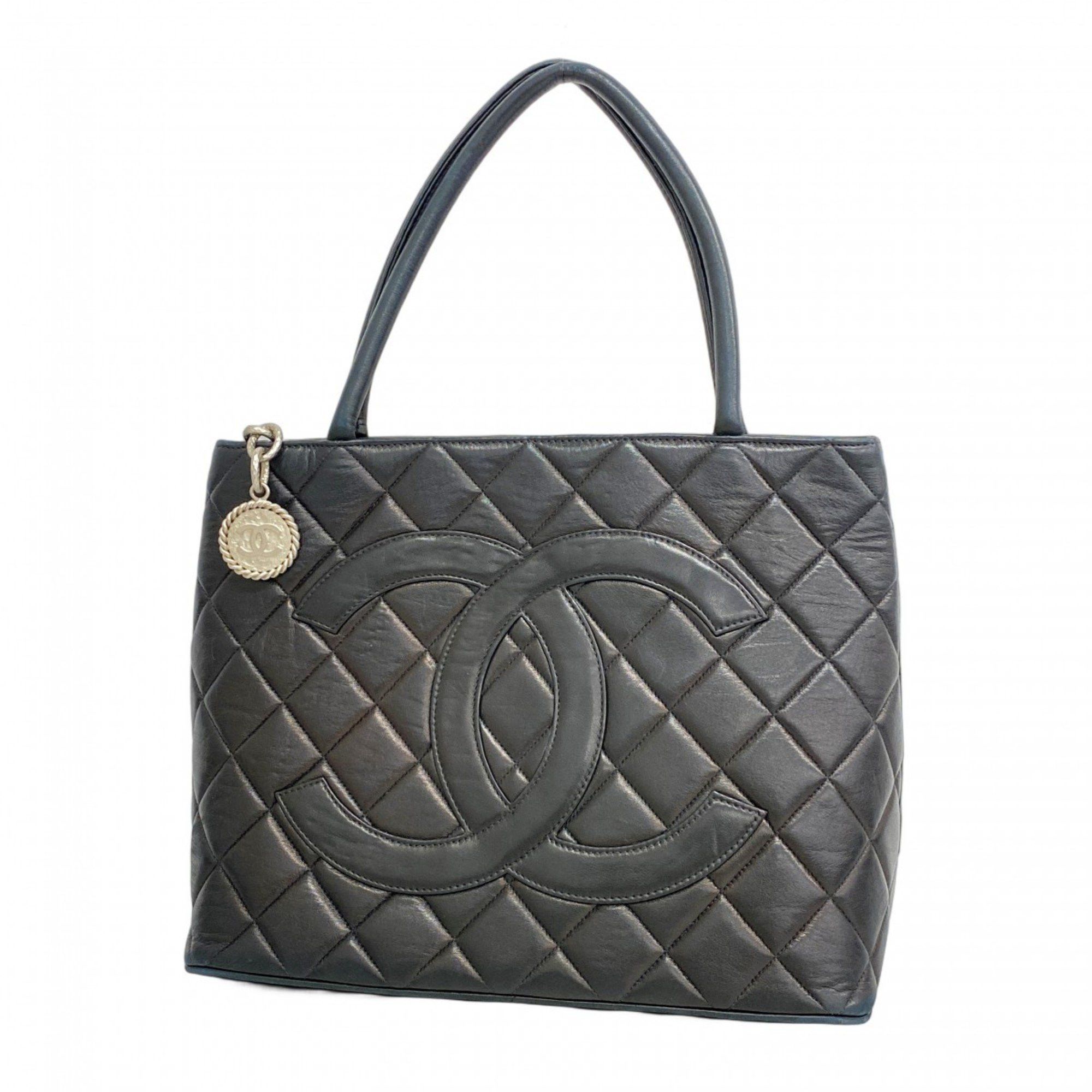 Chanel Tote Bag, Reproduction Tote, Lambskin, Black, Women's