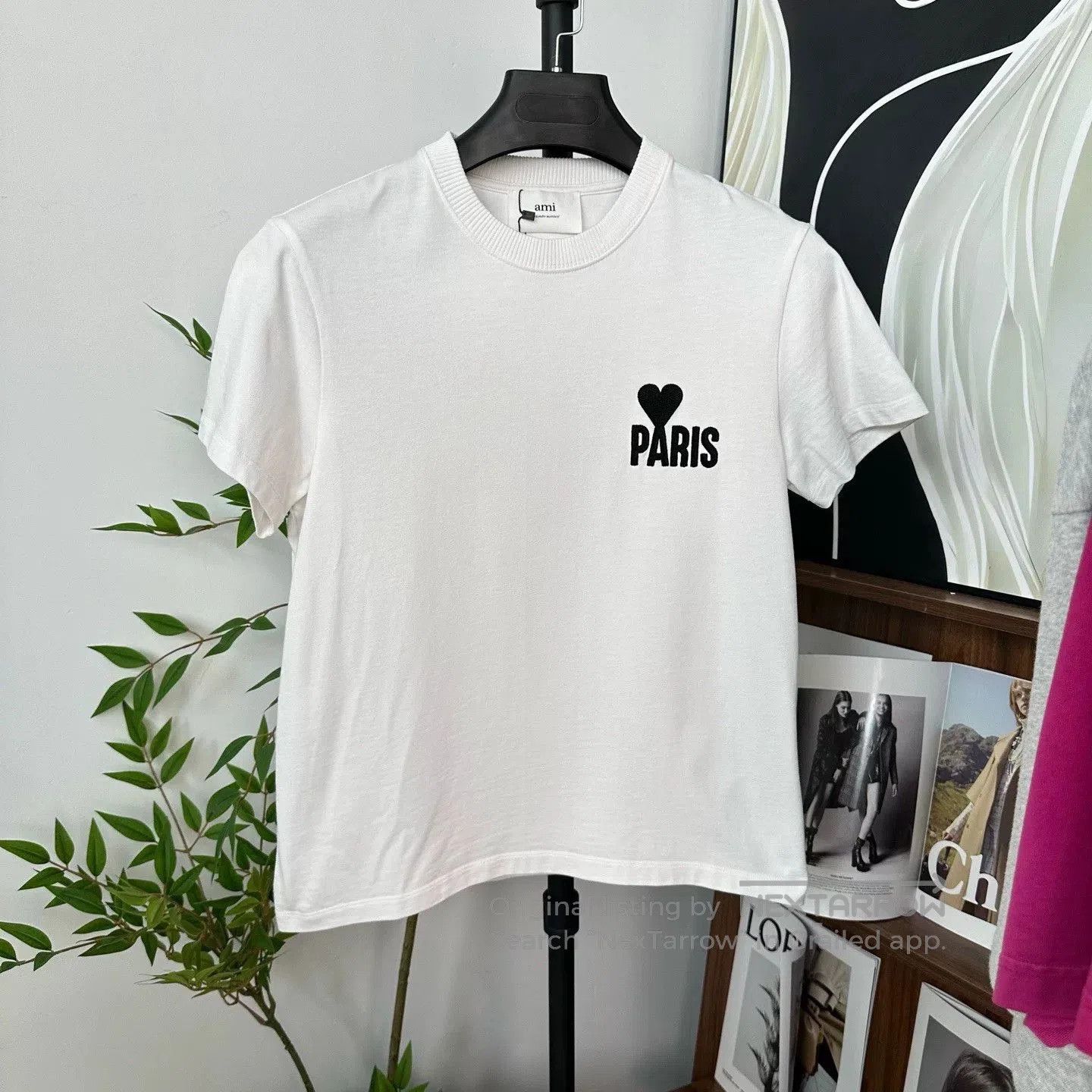 AMI Ami White Embroidered Heart Letter Tee. Size S / US 4 / IT 40 - 1 Thumbnail