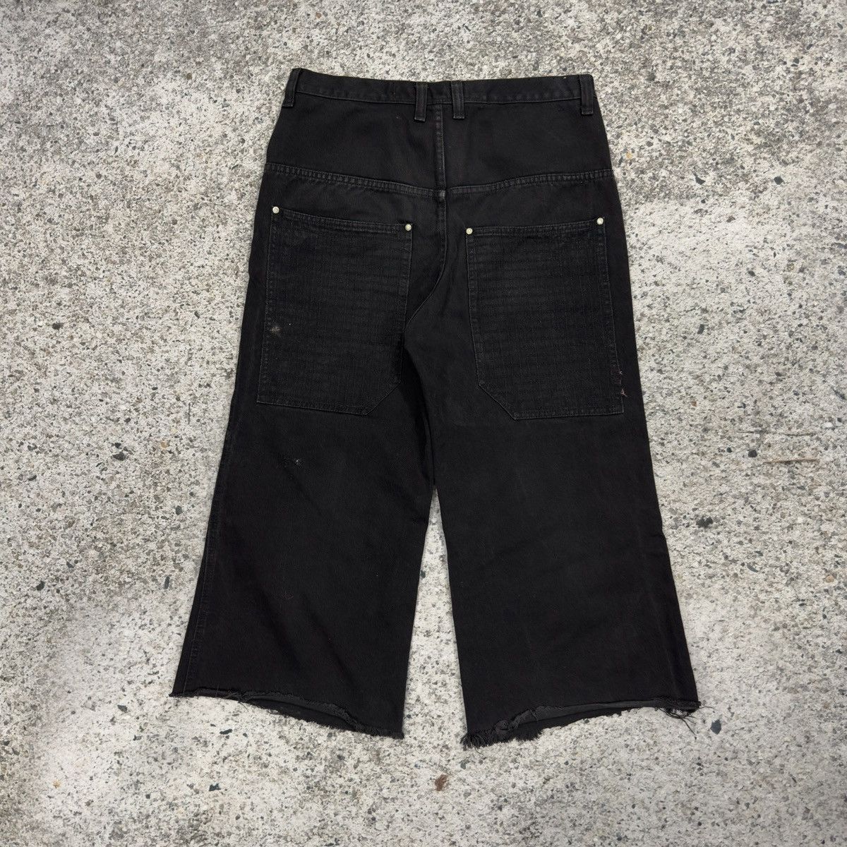 Vintage 90s Baggy Wide Leg Long Black Denim Shorts ERD Grunge Skater Size US 34 / EU 50 - 7 Thumbnail