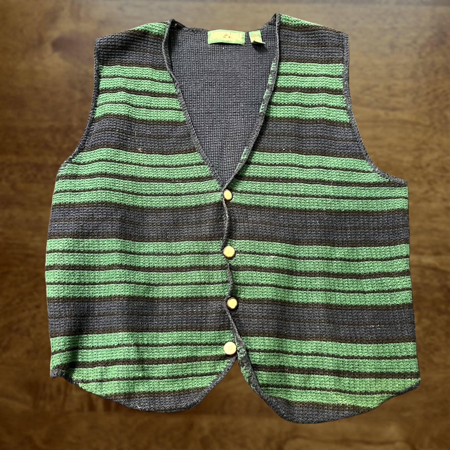 American Eagle Outfitters VINTAGE American Eagle Sweater Vest Mens XL Green Black Striped Knit Ramie 90s Size US L / EU 52-54 / 3 - 1 Thumbnail