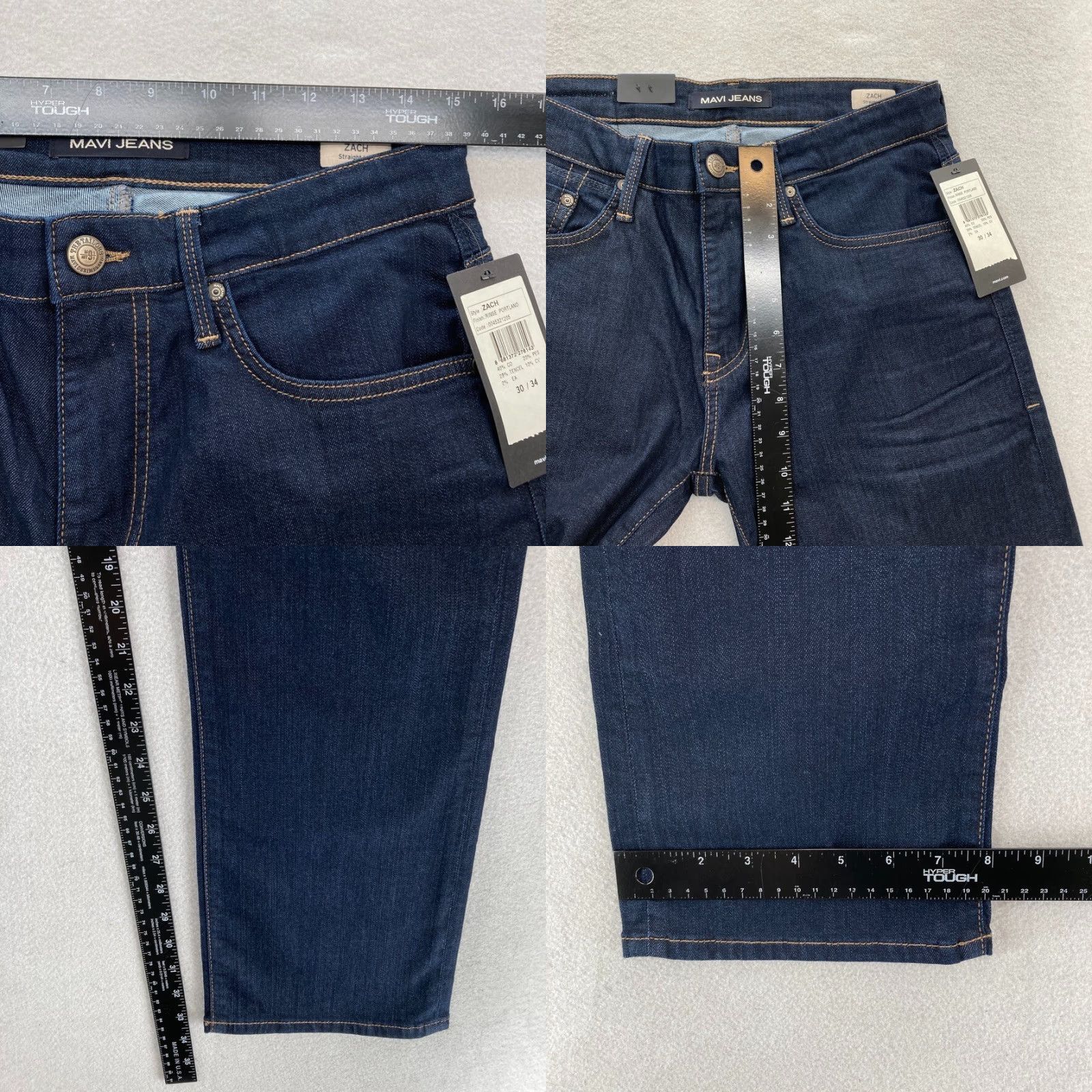 Vintage Mavi Jeans Zach Mens 30x34 Straight Leg Dark Wash Blue Stretch Denim Mid Rise Jeans Size US 30 / EU 46 - 8 Thumbnail