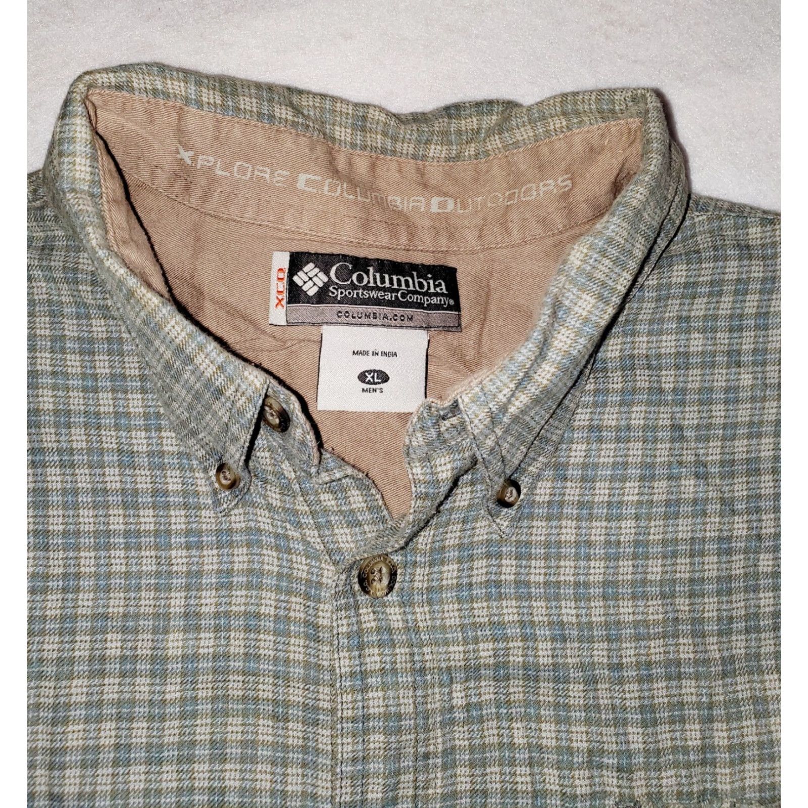 Vintage VINTAGE Columbia Beige/Blue Plaid XCD Button Up Long Sleeve Shirt XLarge Size US XL / EU 56 / 4 - 2 Thumbnail