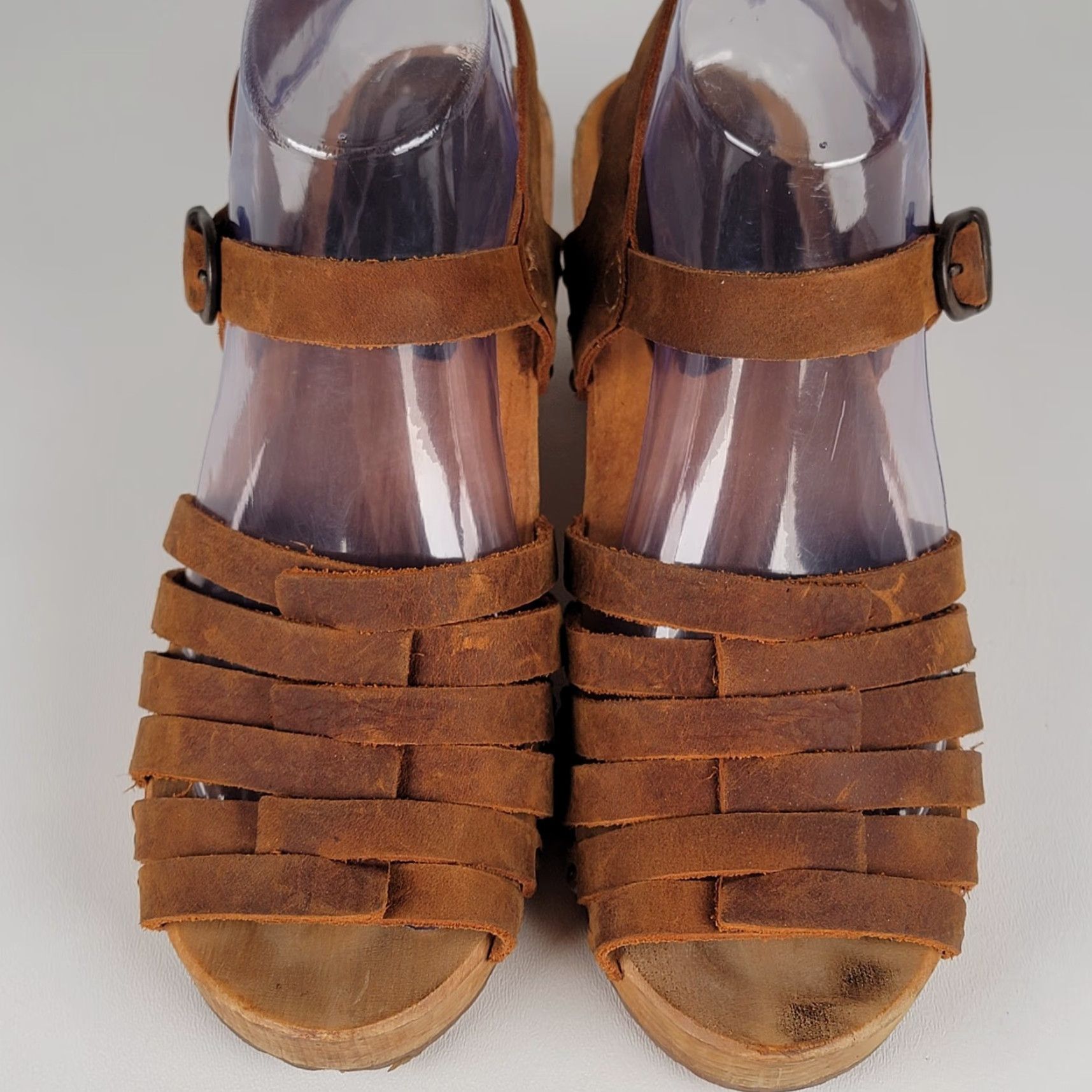 Vintage VINTAGE Sanita Silo Clog Sandal Women 39 Brown Leather Open Toe Buckle Mid Wood Arch Support Slip Resistant The Original Danish Clog Womens Size US 7.5 / IT 37.5 - 2 Thumbnail