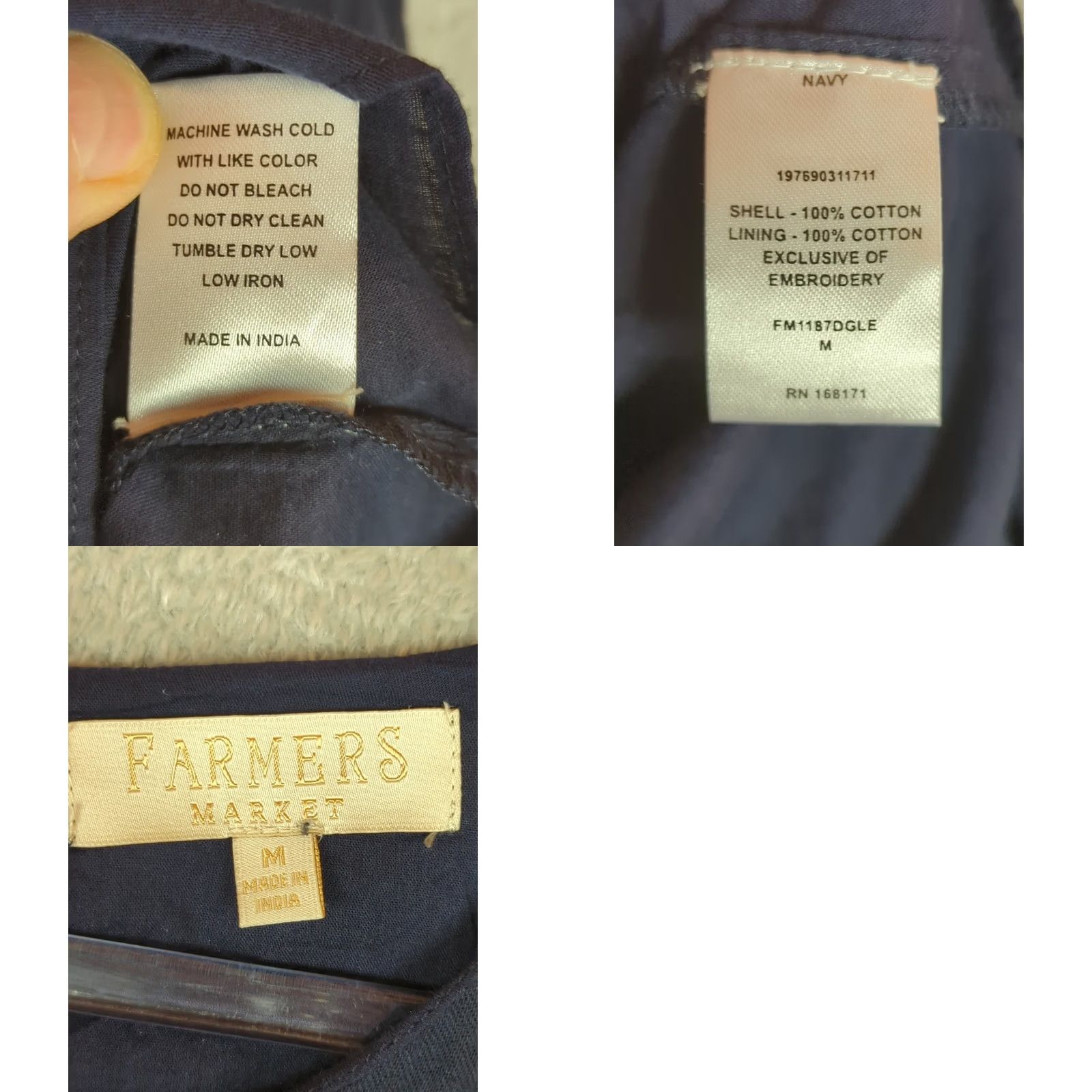 Market Farmers Market peplum Top Lagenlook Embroidered Detail Cotton M Boho Festival Blue Women Blouse Size M / US 6-8 / IT 42-44 - 9 Thumbnail