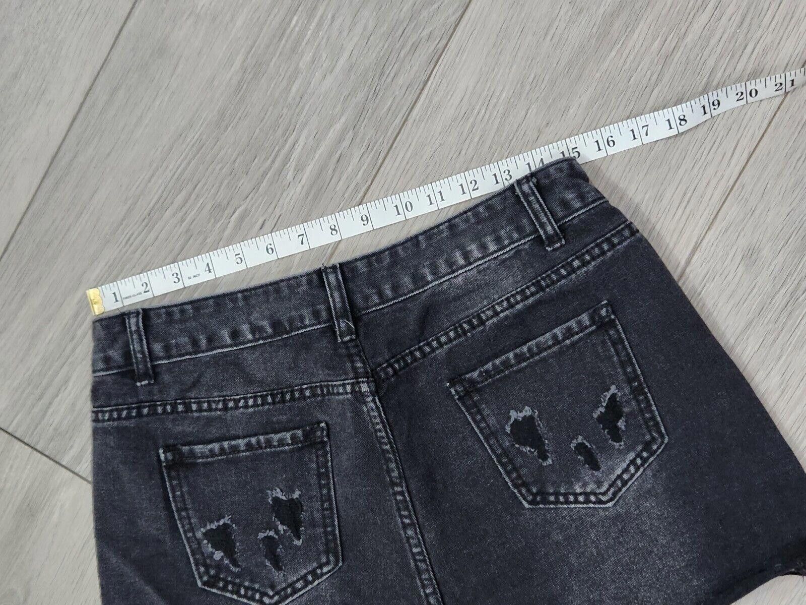 Shein Shein Shorts Large Black Jean Cut Off Distressed High Waist Size 36" / US 14 / IT 50 - 7 Thumbnail