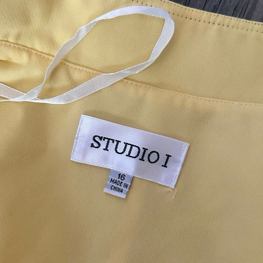 Other studio I yellow black contrast stitch blazer jacket Size XXL / US 16-18 / IT 52-54 - 4 Thumbnail