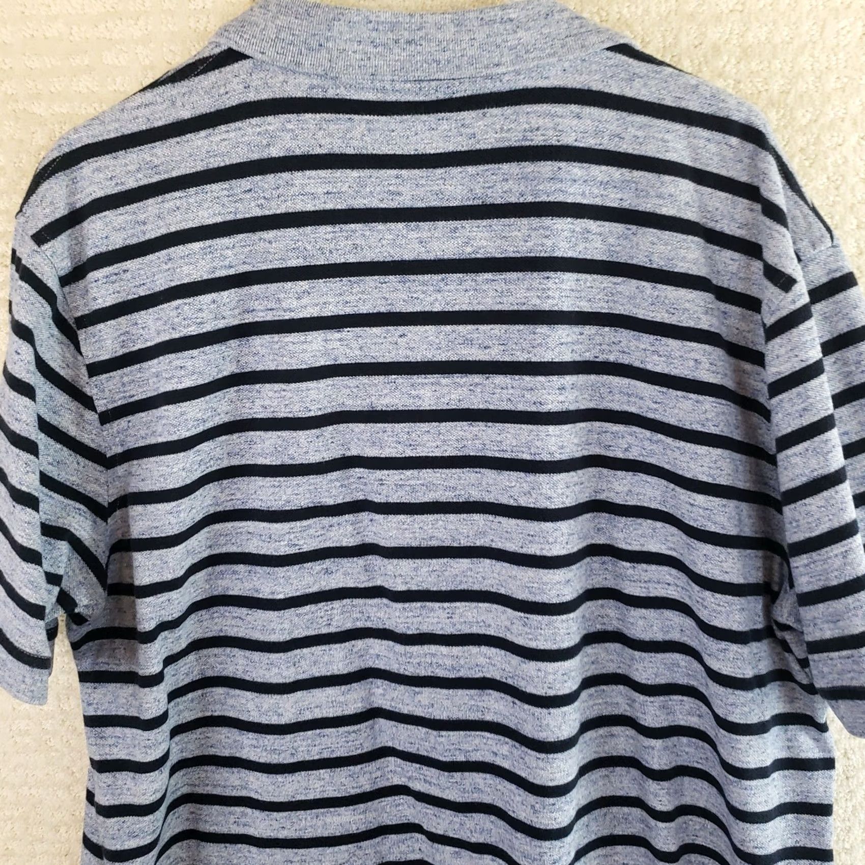Lands' End Lands' End Polo Shirt Mens XL Grayish Blue Striped 100% Cotton Traditional Fit Shirt Mens XL Blue Striped Polo Size US XL / EU 56 / 4 - 6 Thumbnail