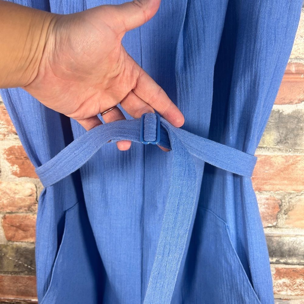 Vintage VTG Blue Linen Blend Jumpsuit Medium Size US 44 / EU 60 - 3 Thumbnail