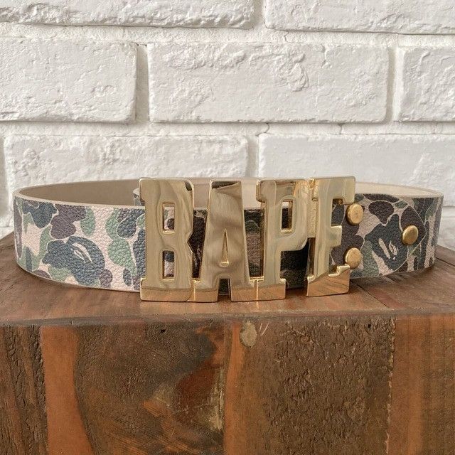Bape BAPE Gold Buckle Leather Belt ABC Camo Green APE NIGO Size ONE SIZE - 1 Thumbnail