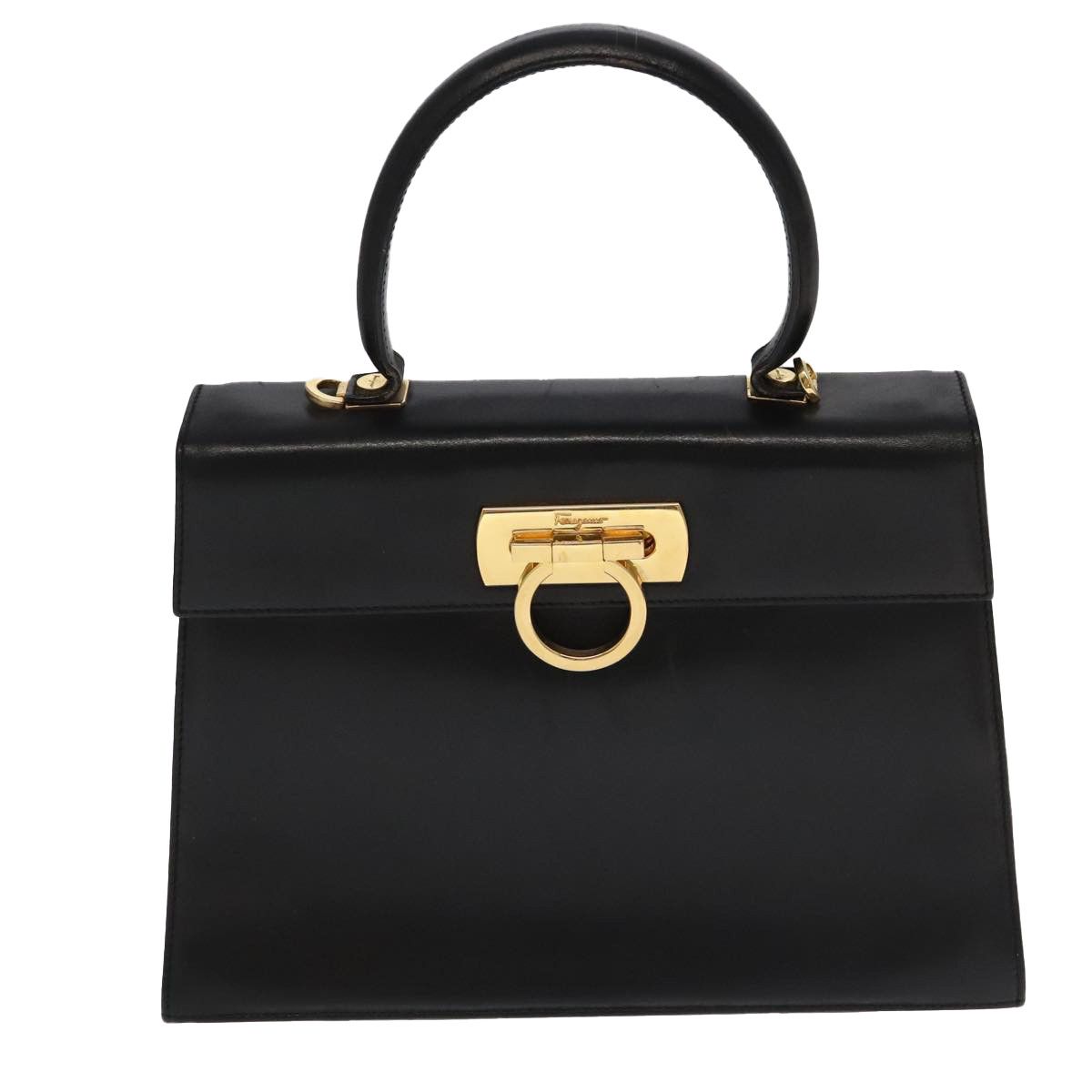 Salvatore Ferragamo Gancini Black Leather Handbag (Pre-Owned) Size ONE SIZE - 1 Thumbnail
