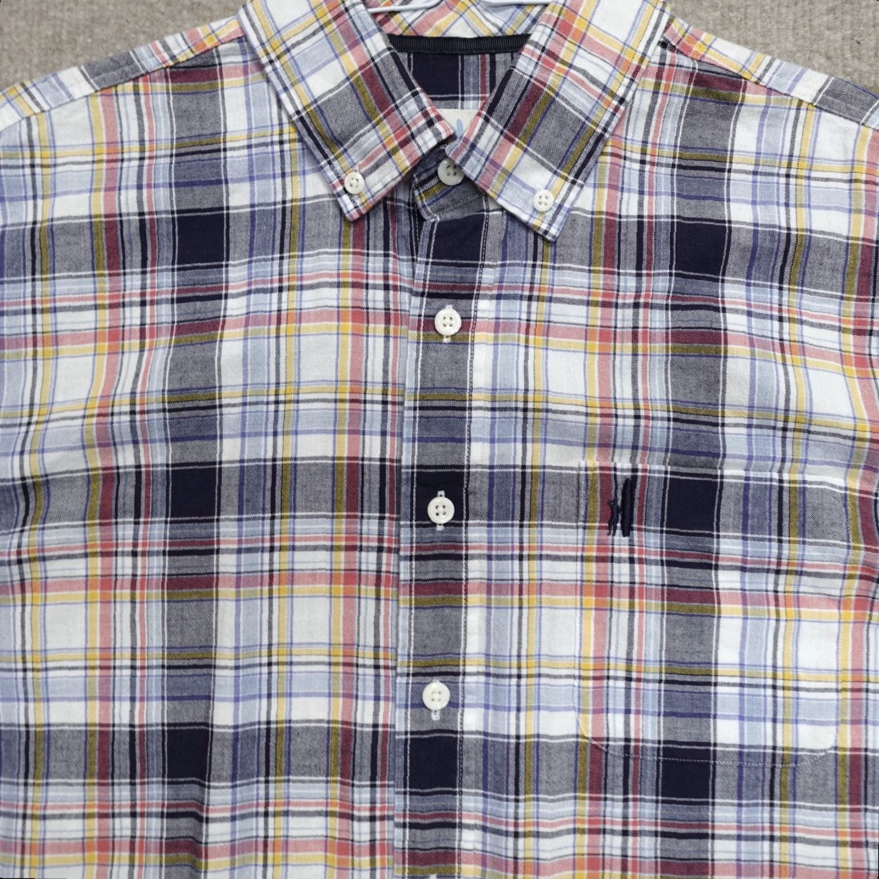 johnnie-O johnnie-O Shirt Medium Blue Windowpane Plaid Button-Down Oxford 100% Cotton Size US M / EU 48-50 / 2 - 2 Thumbnail