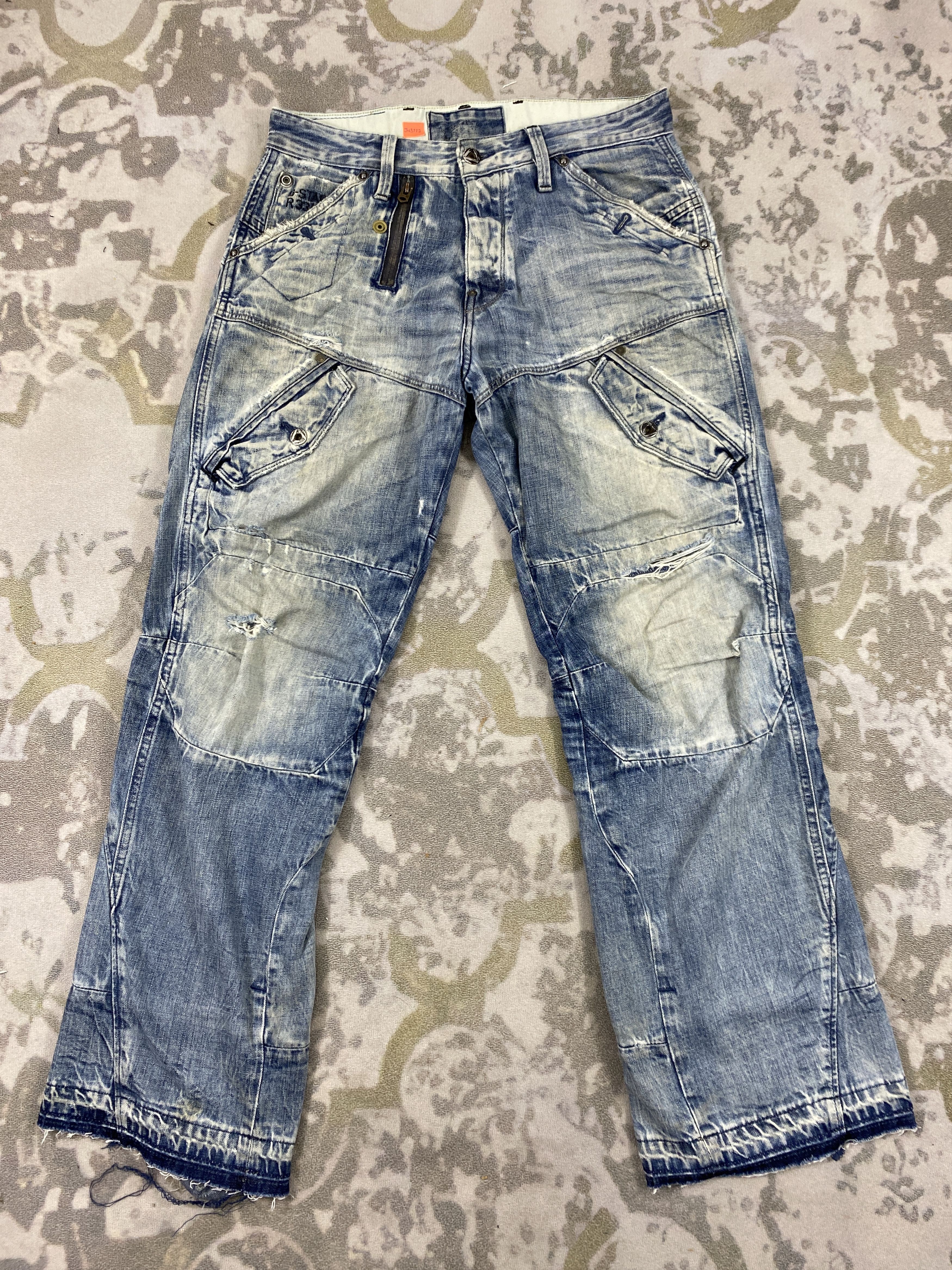 image of Distressed Denim x Hype Vintage G-Star Multipocket Jeans 33X30 Denim- Jn3772 in Blue Distressed