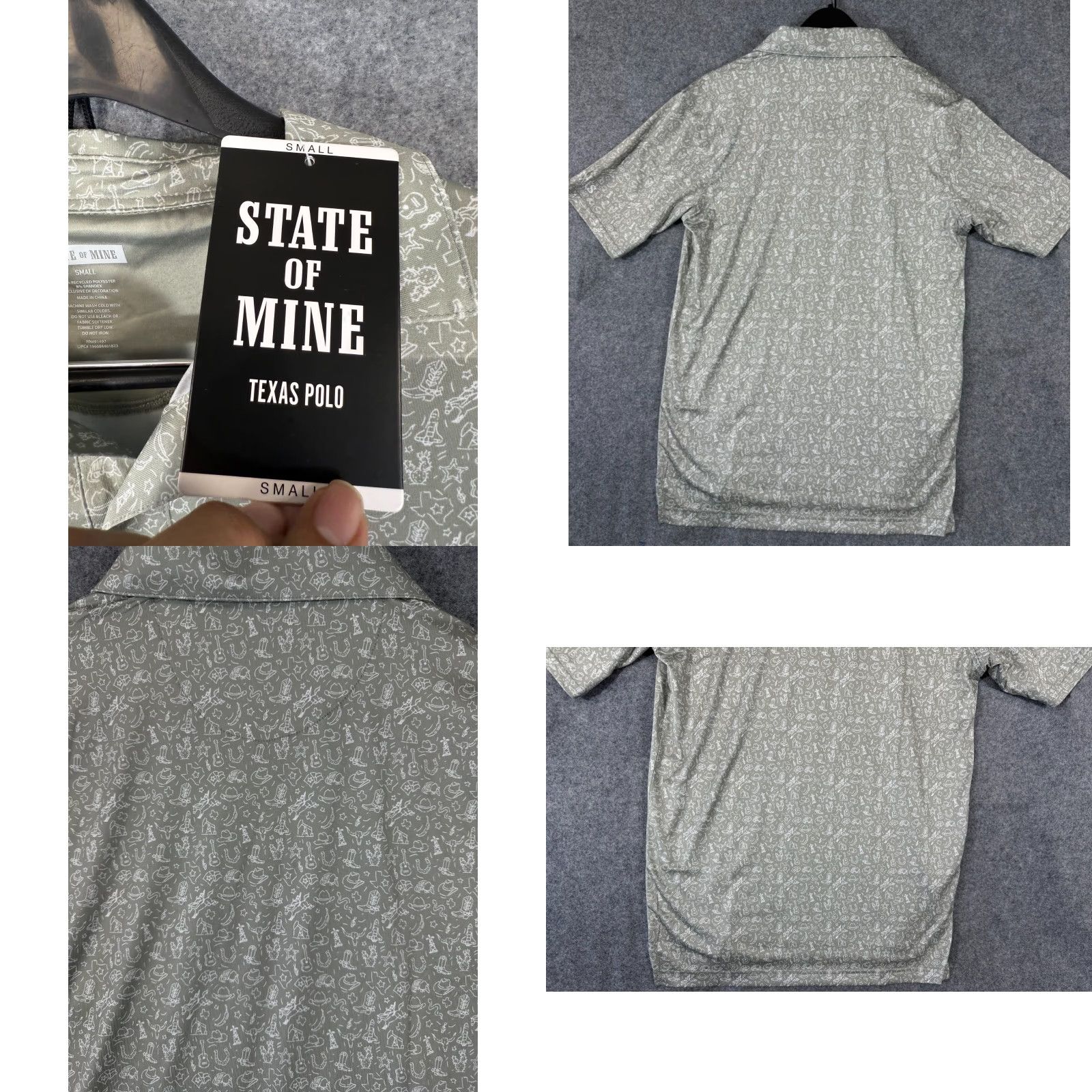 Vintage State Of Mine Texas Performance Golf Polo Shirt Mens S Green Short Sleeve NWT Size US S / EU 44-46 / 1 - 8 Thumbnail