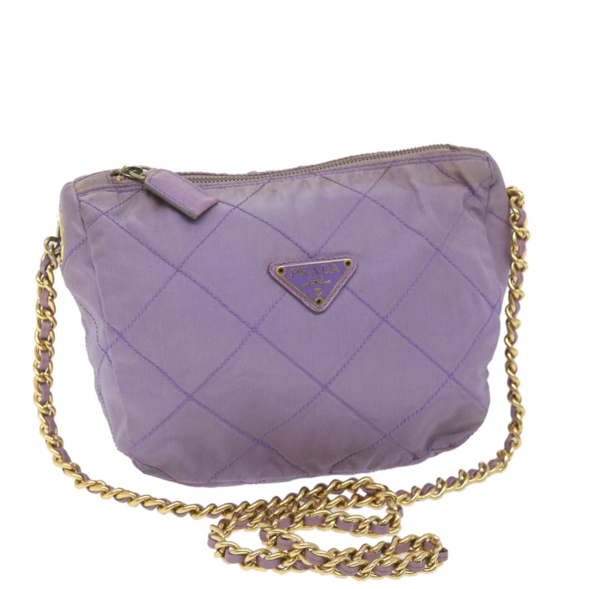 image of Prada Chain Shoulder Bag Nylon Purple Auth Bs9970, Women's