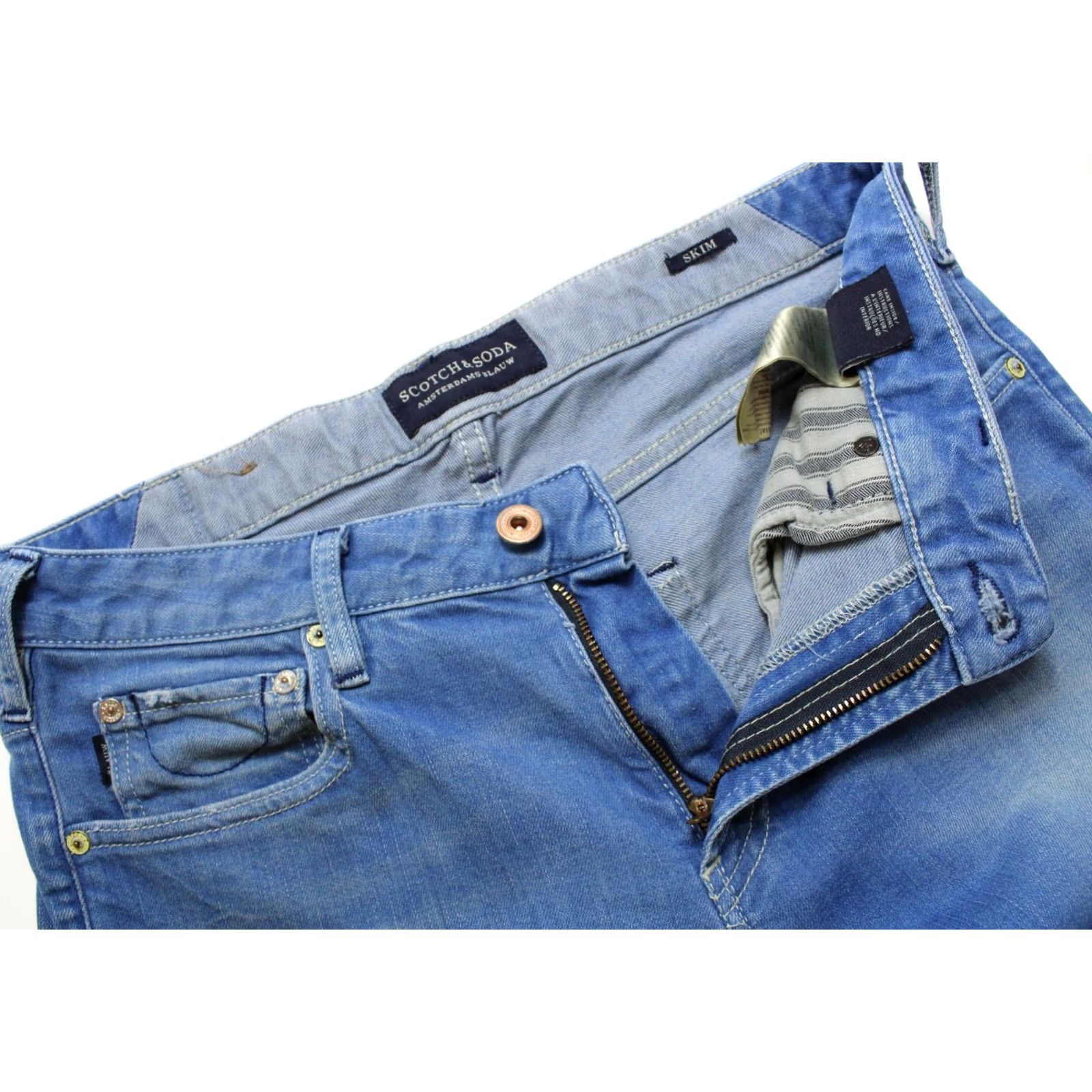 Scotch & Soda SCOTCH & SODA Men's Jeans Skim Slim Fit W31/L32 Zip Fly Casual Faded Whiskers Size US 31 - 4 Thumbnail