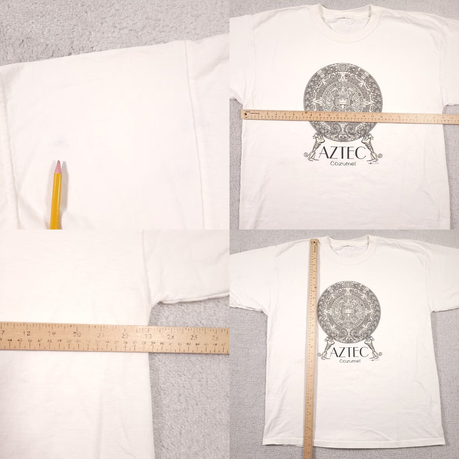 Vintage VINTAGE Cozumel Mexico Travel T Shirt Mens XL/2XL 90s Abstract Mayan Aztec Art Shirt Mens XL Ivory Graphic Print Vintage Aztec 90s Men’s T-Shirt Size US XL / EU 56 / 4 - 8 Thumbnail