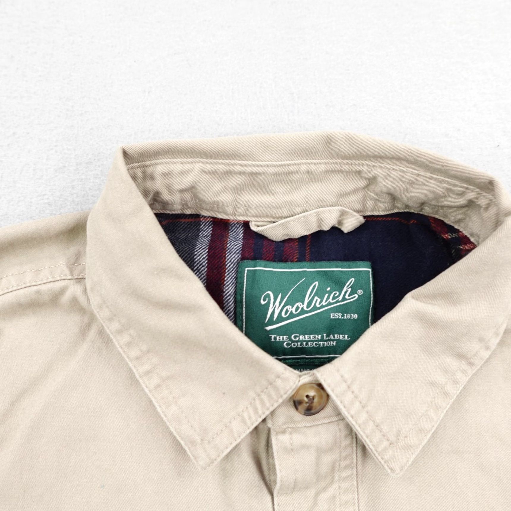 Vintage VINTAGE Woolrich Shirt Shacket Jacket - Canvas Flannel Lined, Khaki Beige, Men's Small - Button-Up, Workwear, Outdoor, Fall/Winter - S Mens Size US S / EU 44-46 / 1 - 2 Thumbnail