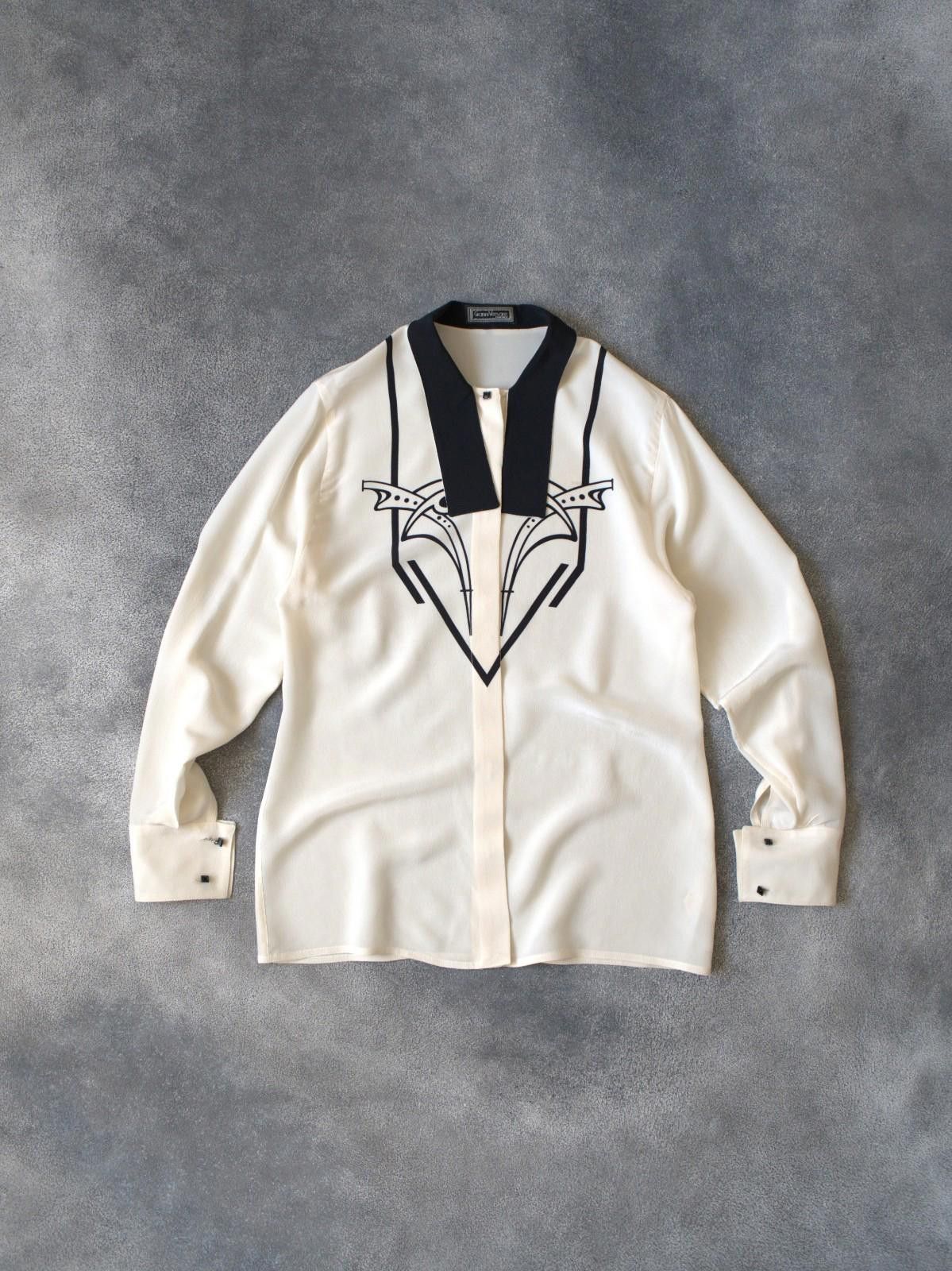 Versace F/W 1988 Gianni Versace Couture Tuxedo Silk Blouse Size S / US 4 / IT 40 - 4 Thumbnail