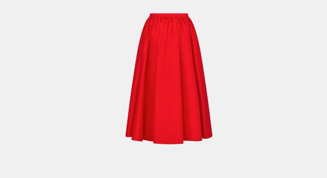 Dior o1w1db10225 Dupioni Silk Skirt in Red Size 28" / US 6 / IT 42 - 2 Thumbnail