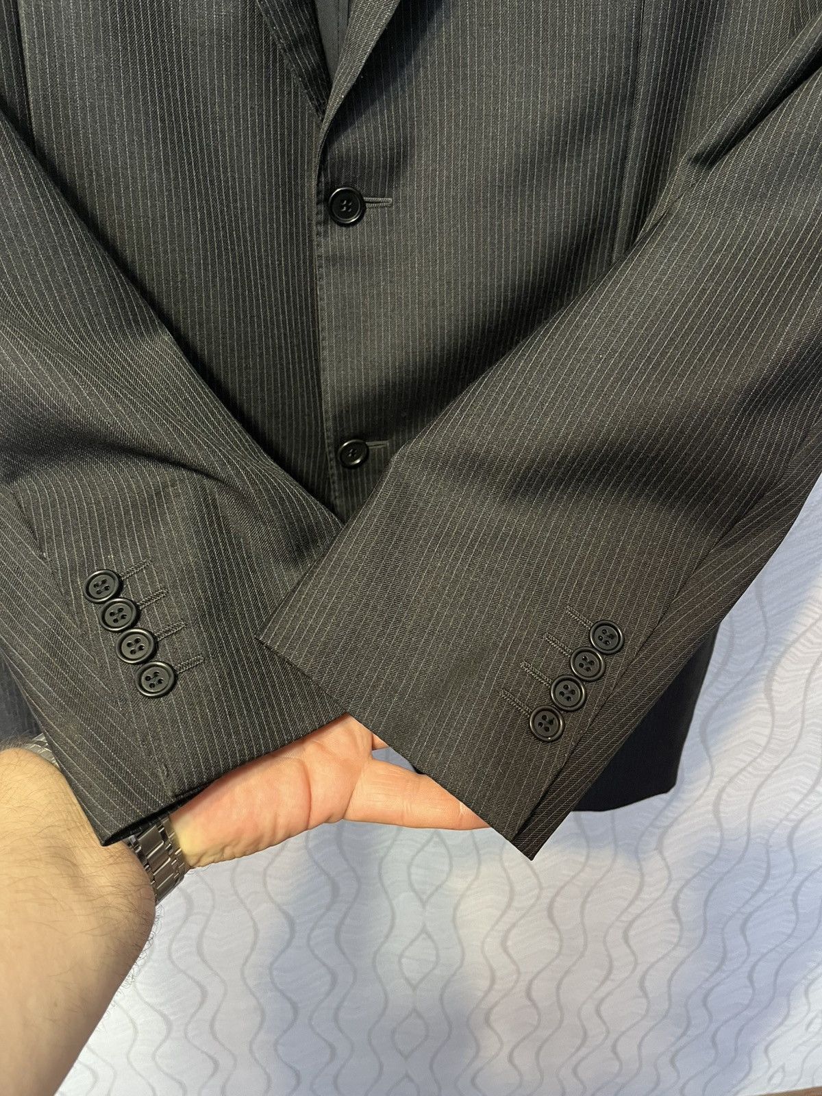 Canali Canali Pure Wool Men’s Black Striped 2 Piece Blazer Jacket Size 44R - 7 Thumbnail