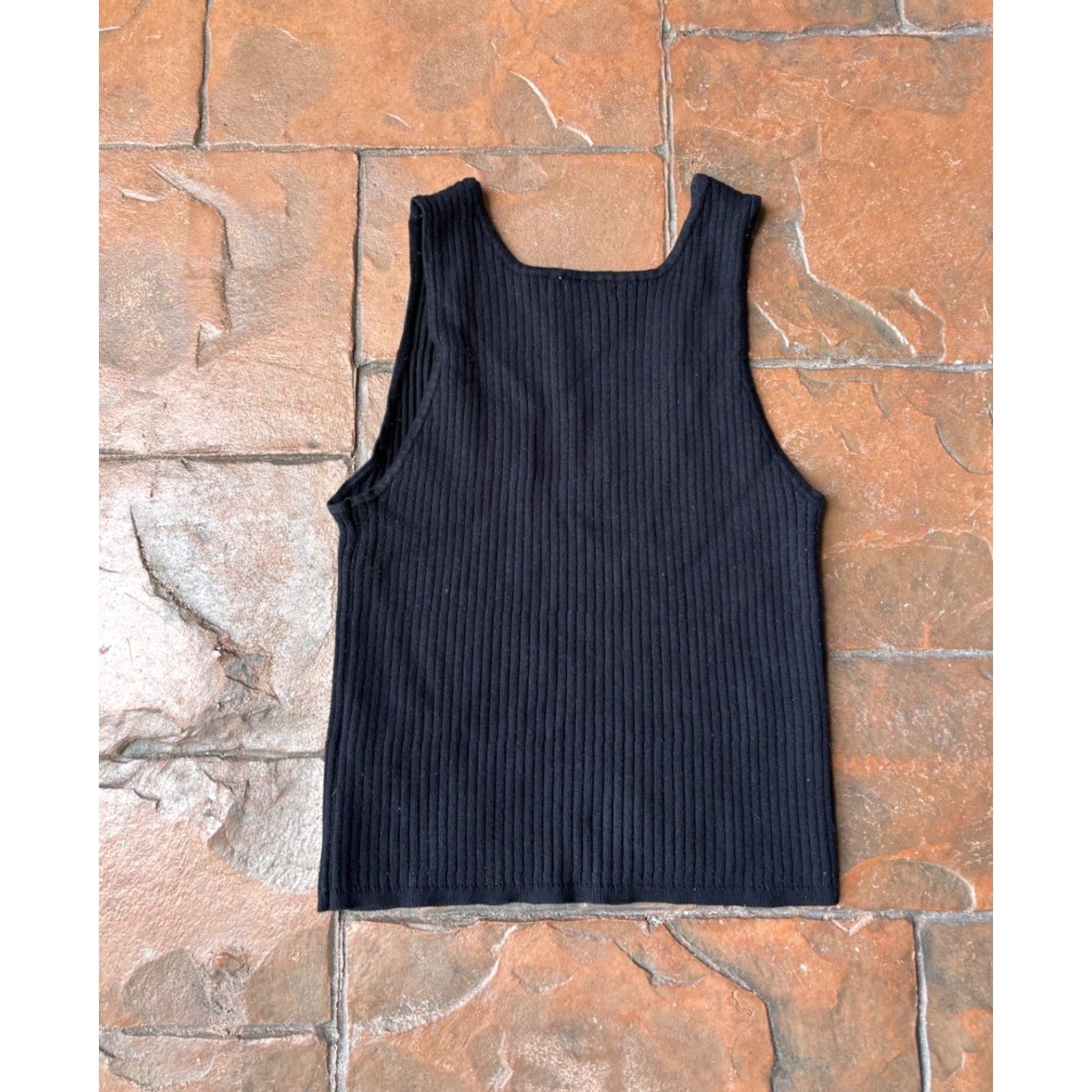 AVEC LES FILLES Avec Les Filles Ribbed Scoop Neck Cropped Tank Women's M Black Size M / US 6-8 / IT 42-44 - 3 Thumbnail