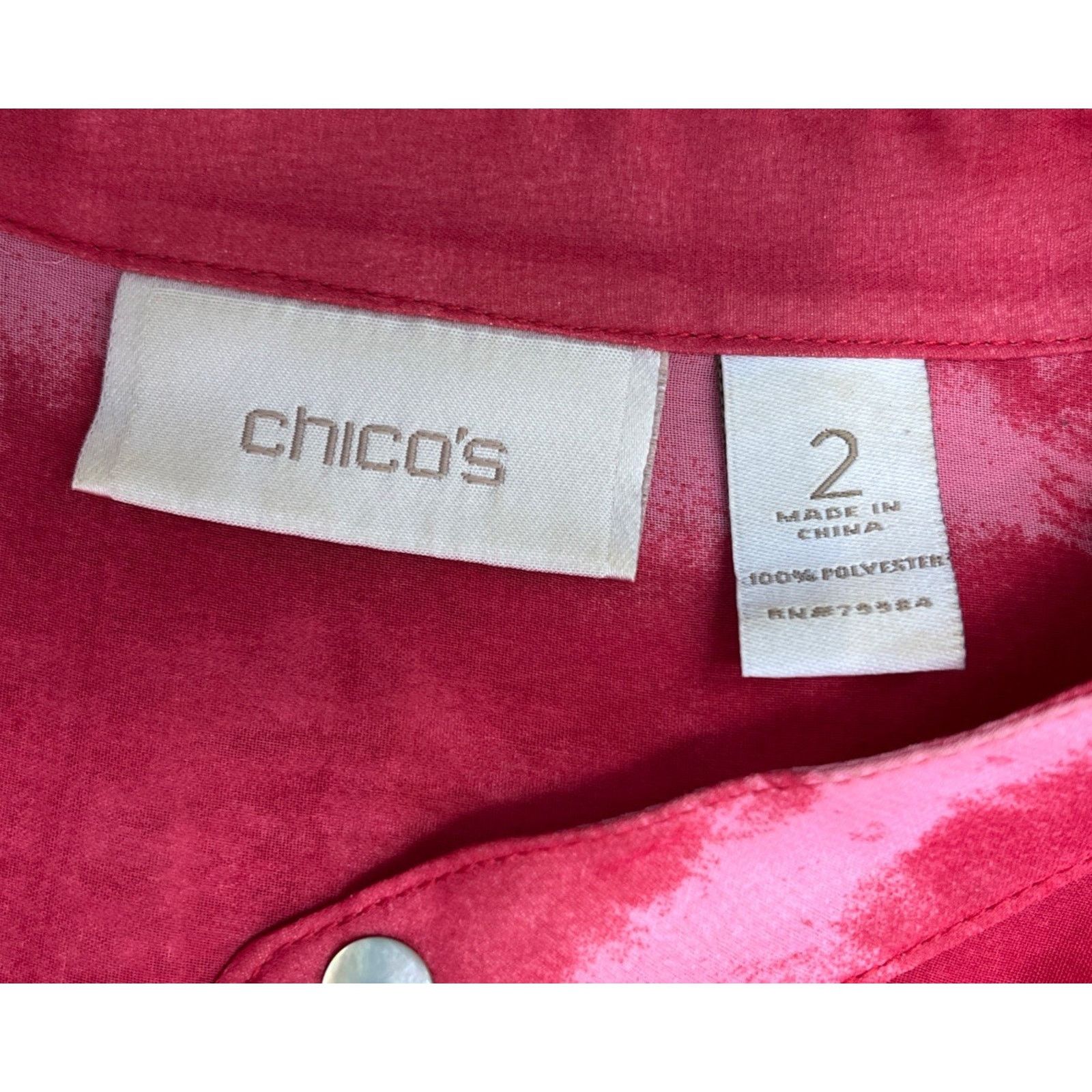 Chicos Chico's Top 2 Women's S Pink Orange Red Sheer Blouse Size XS / US 0-2 / IT 36-38 - 5 Thumbnail