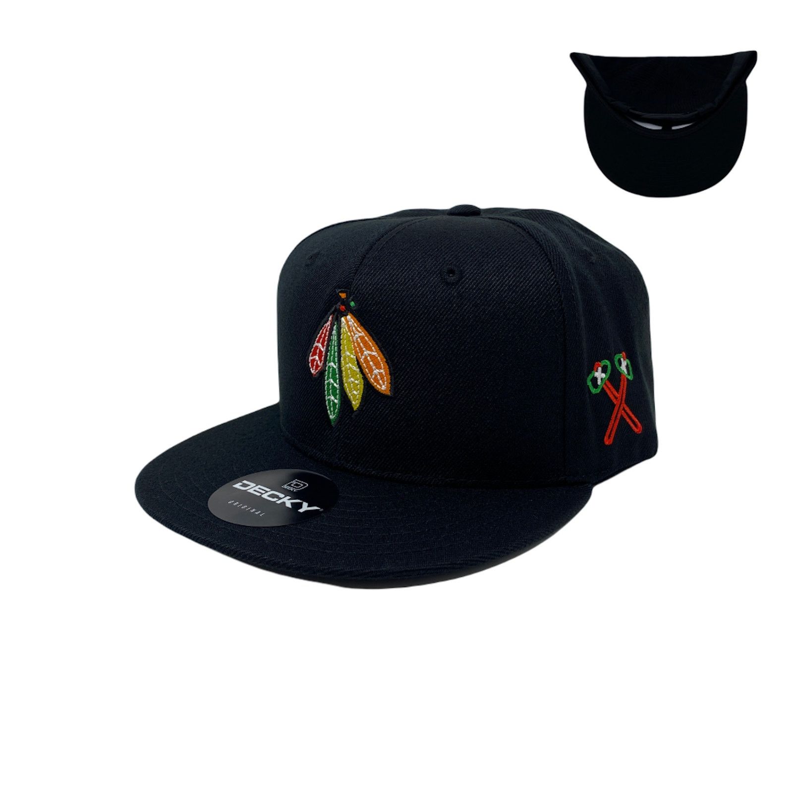 Other Indian Feathers Tomahawk Snapback Hat All Black Size ONE SIZE - 1 Thumbnail