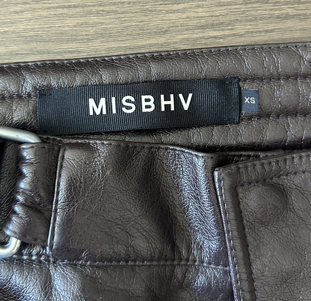 Misbhv Misbhv Brown Vegan Leather Biker Pants Size US 30 / EU 46 - 6 Thumbnail