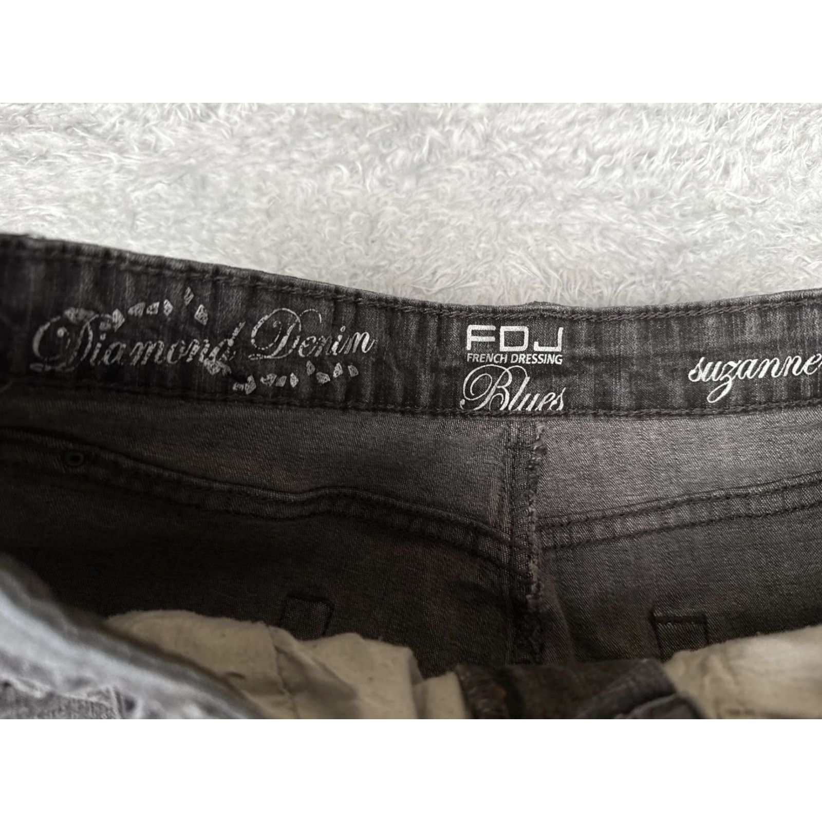 Vintage FDJ French Dressing Jeans Womens 12 Gray Charcoal High Rise Flare 28x32 Stretch Denim 5-Pocket Rhinestone Vintage No Size 34" / US 12 / IT 48 - 6 Thumbnail