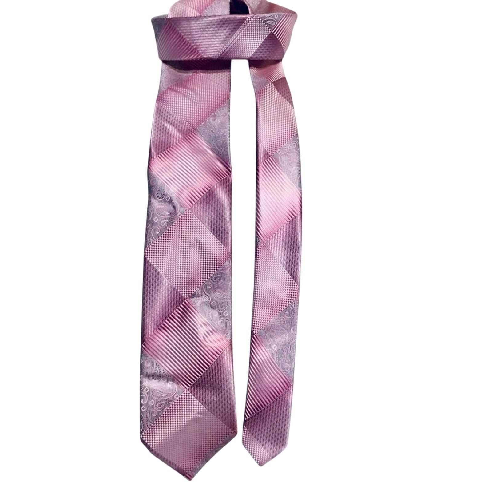 Stacy Adams Stacy Adams Pink Silver Squares Tie Size ONE SIZE - 1 Thumbnail