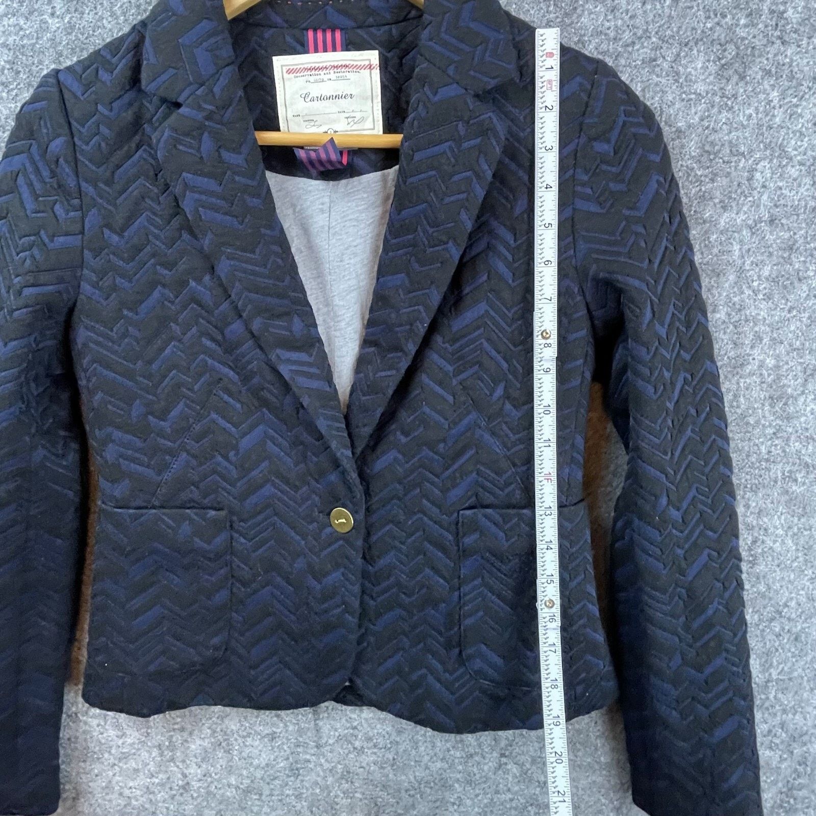 Anthropologie Anthro Cartonnier Bas Relief Blazer Womens 2 Blue Black Size XS / US 0-2 / IT 36-38 - 6 Thumbnail