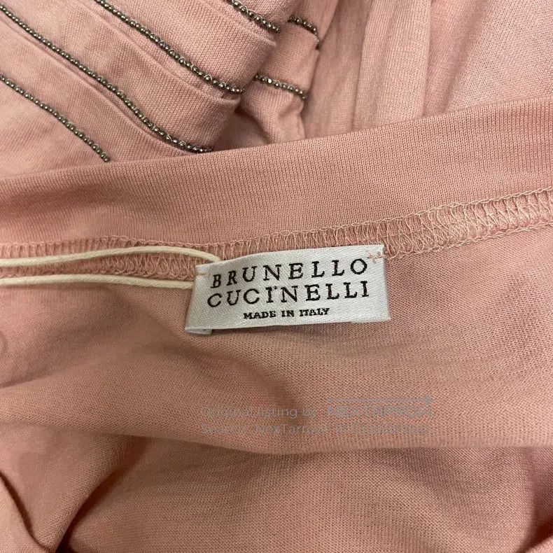 Brunello Cucinelli Brunello Cucinelli Pink Cotton Beaded T-Shirt Size M / US 6-8 / IT 42-44 - 6 Thumbnail