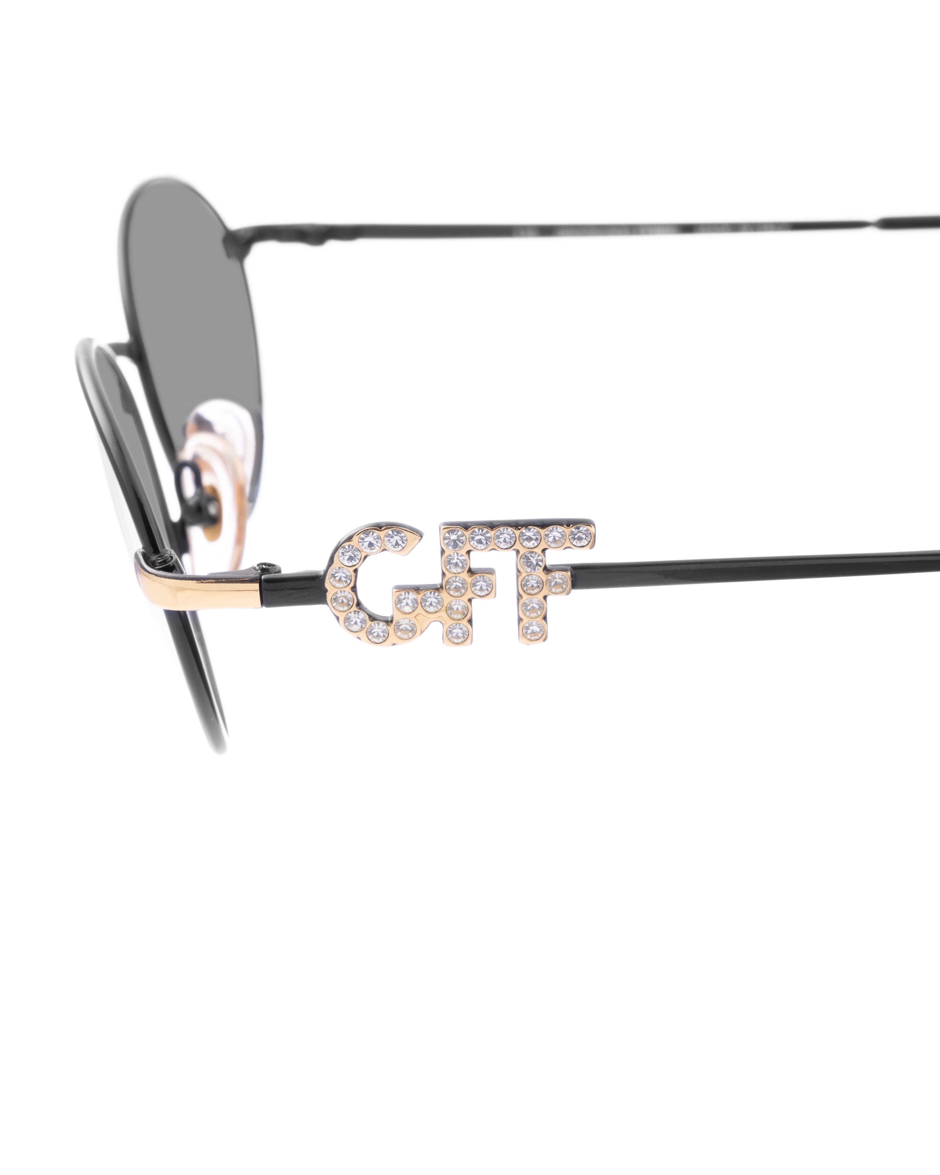 Gianfranco Ferre Gianfranco Ferre 00s Black Oval Sunglasses with Crystals Size ONE SIZE - 2 Thumbnail