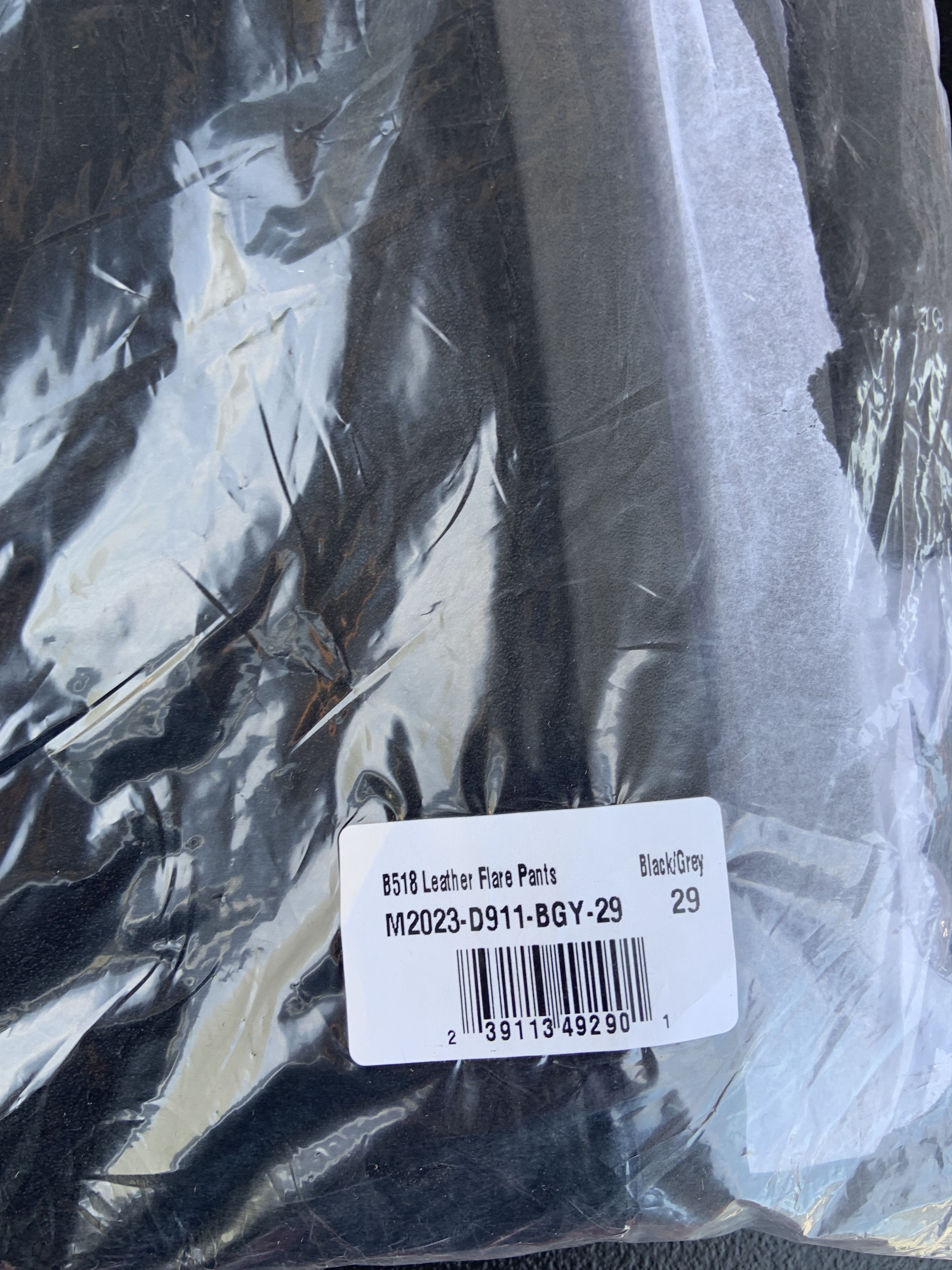 MNML LEATHER FLARE PANTS (BLACK/GREY) Size US 29 - 3 Thumbnail