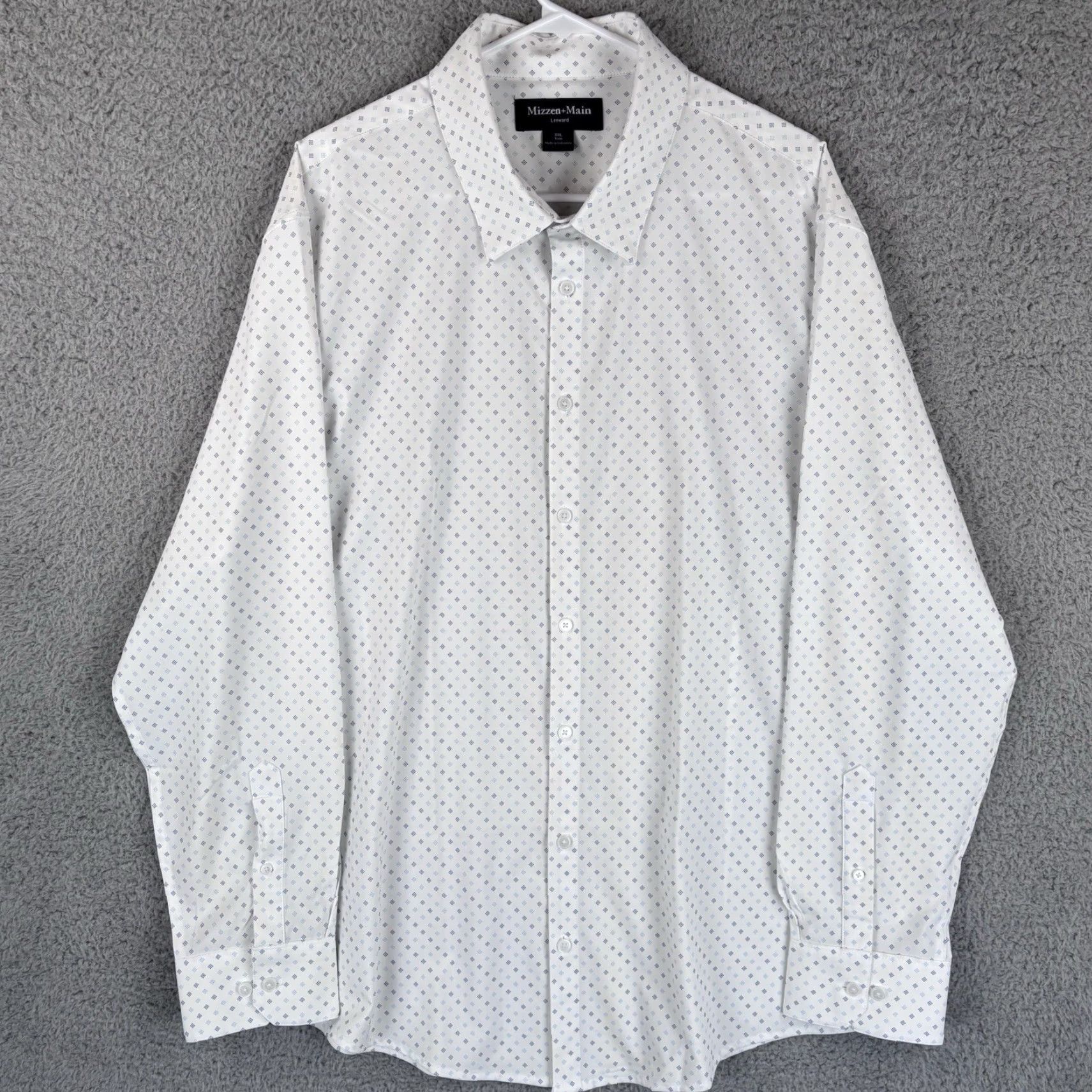 Mizzen+Main Mizzen+Main Shirt Men 2XL Collared Button-Up Geometric Check Plaid White Slim Performance USA Made Size US XXL / EU 58 / 5 - 2 Thumbnail