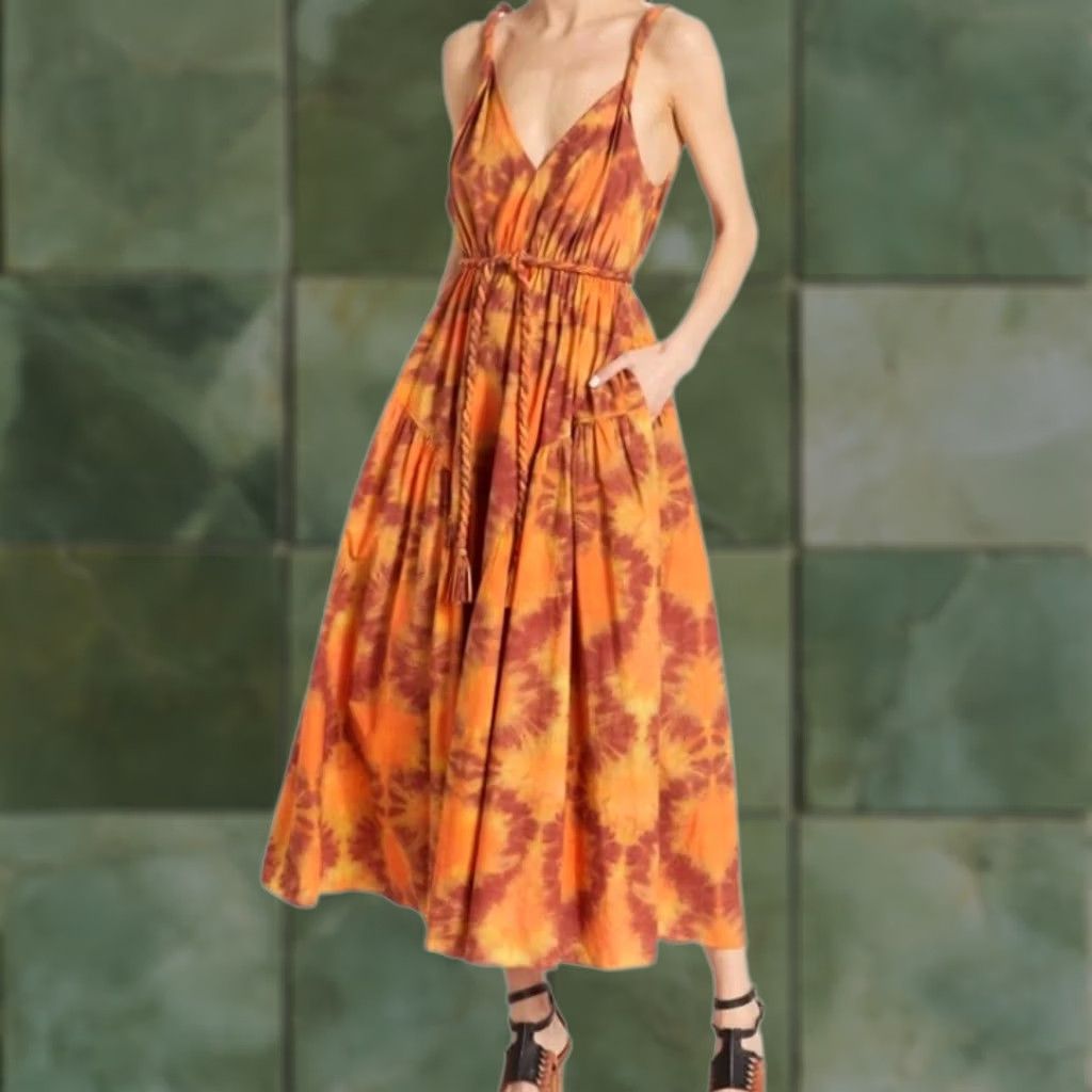 Ulla Johnson Ulla Johnson Valentina tie-dye Midi Dress SIZE 6 Women Multicolor A-Line Fit & Flare Midi Party/Cocktail Casual Womens Size M / US 6-8 / IT 42-44 - 1 Thumbnail