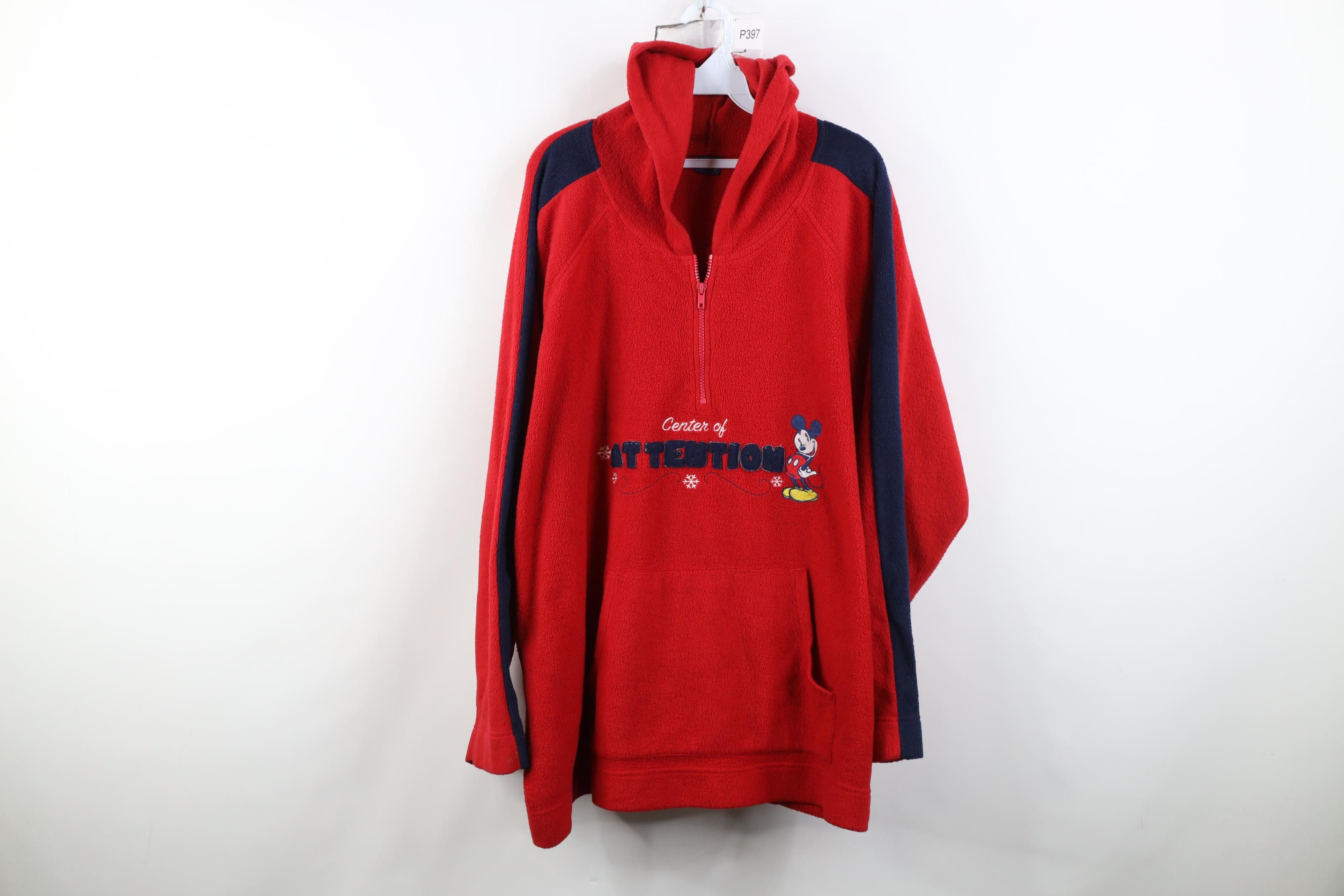 Disney Vintage Disney Mickey Mouse Fleece Hoodie Sweatshirt Red Size 4XL / US 24-26 - 1 Thumbnail