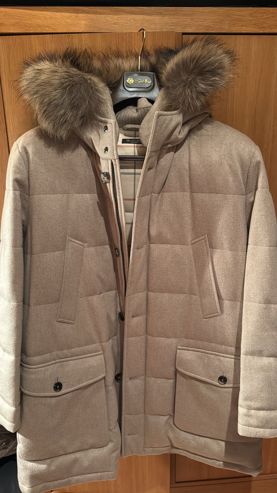 Loro Piana cashmere parka jacket with fur hood