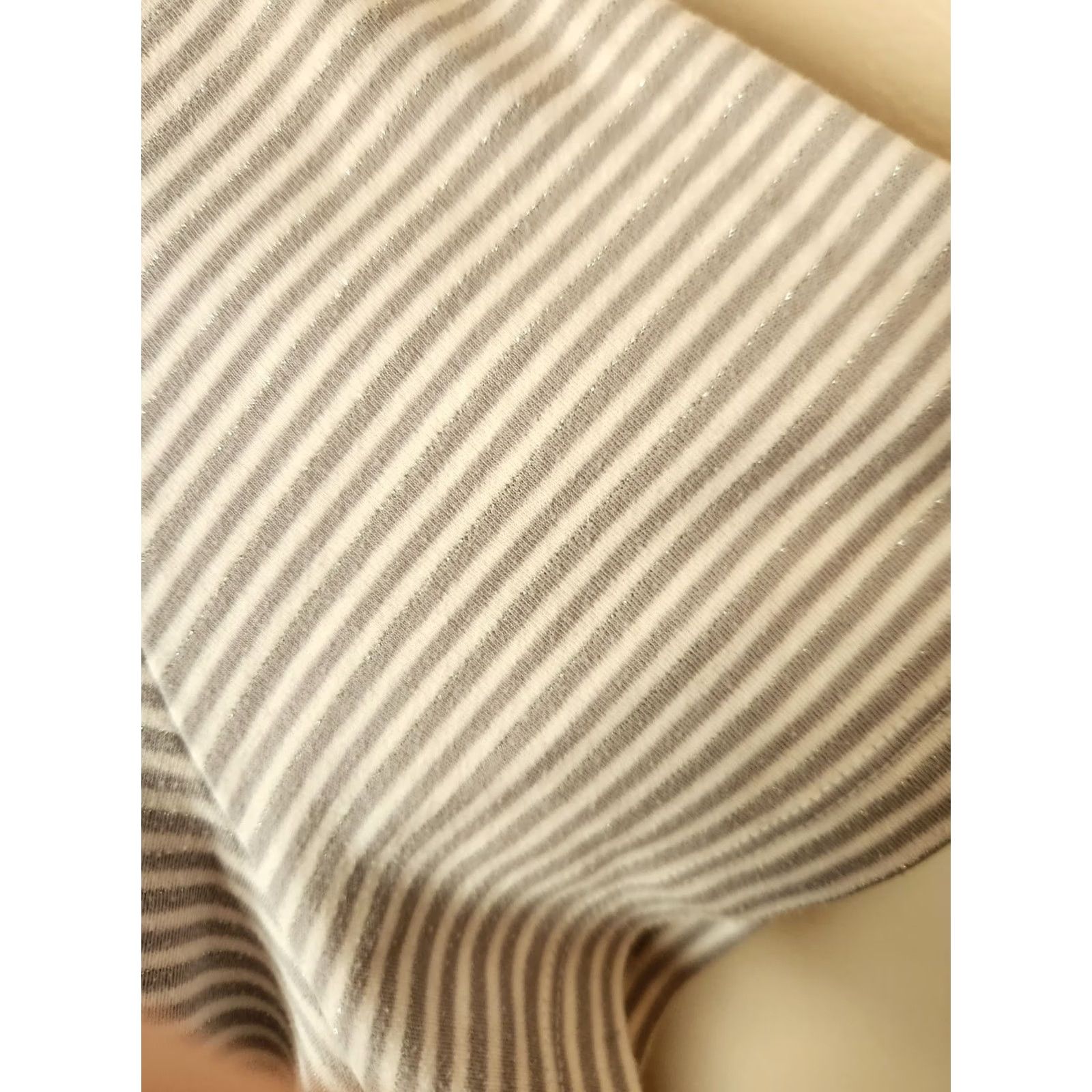 Vintage Alfred Dunner Shirt Women 3X Gray Beaded Lace Trim Short Sleeve Split Neck Casual Top Boho Stripe Metallic Easy Care"} Size XXL / US 16-18 / IT 52-54 - 4 Thumbnail