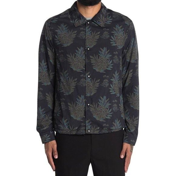 Vince Vince Mens Black Blue Tropical Print Full Zip Pocket Windbre Size US M / EU 48-50 / 2 - 4 Thumbnail