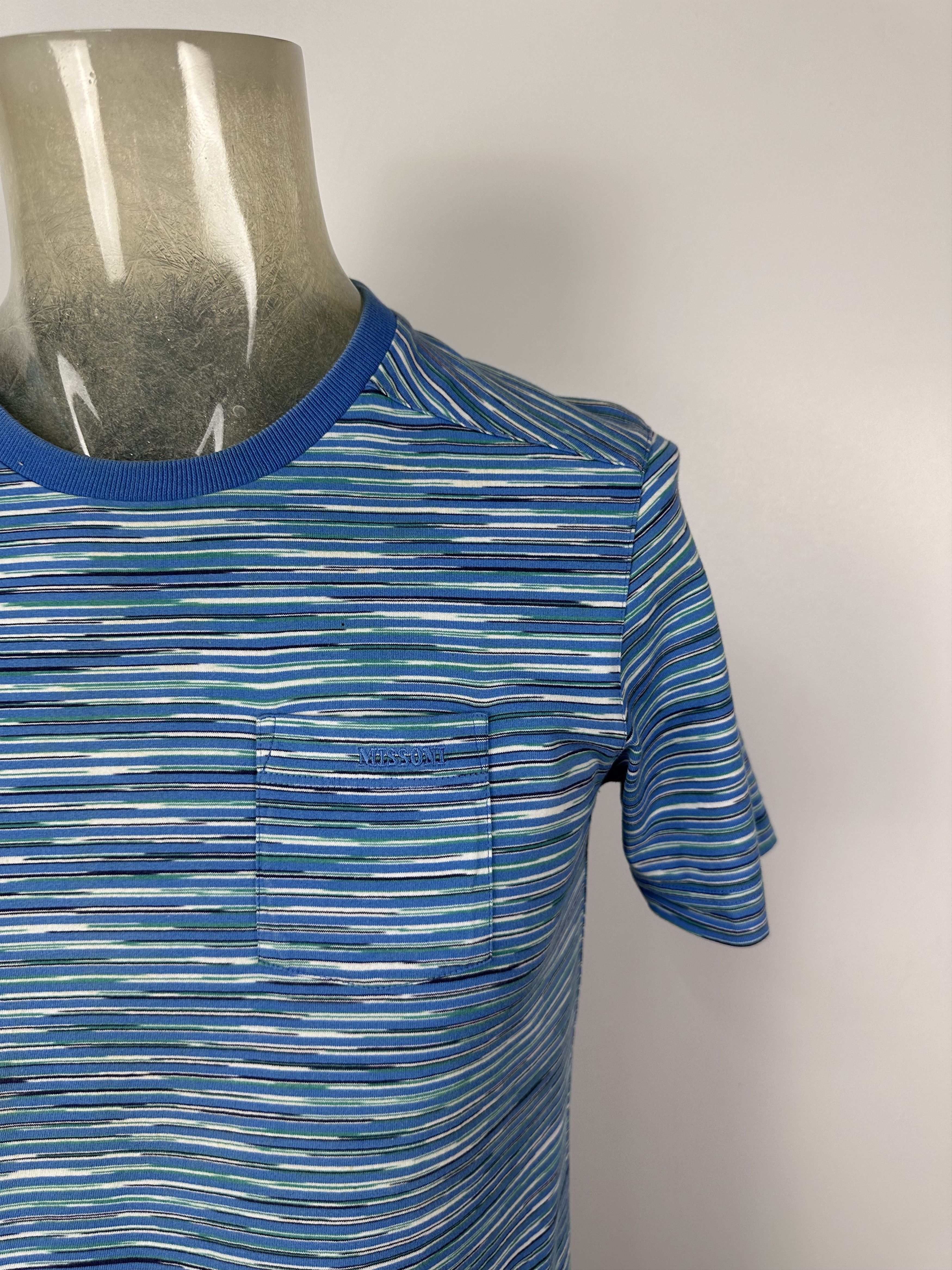Missoni × Vintage Missoni T Shirt Vintage Striped Cotton Blue Size S Men’s Size US S / EU 44-46 / 1 - 2 Thumbnail