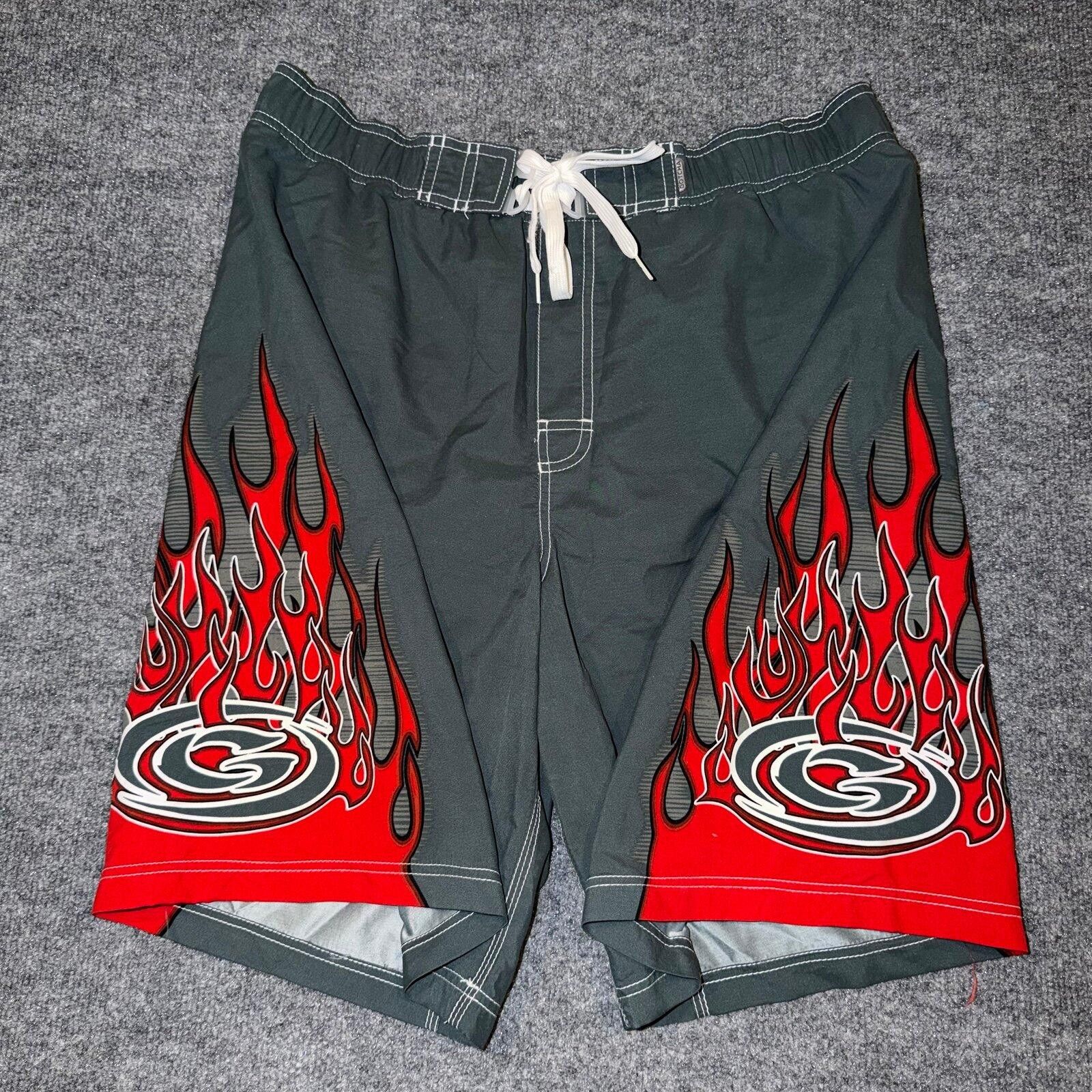 Gotcha Gotcha Red Flames Surf Board Shorts Mens LG VTG Y2K 90s Rare Size US 34 / EU 50 - 1 Thumbnail