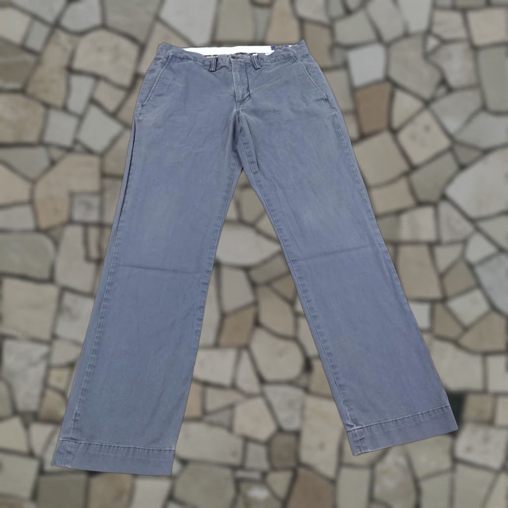 POLO RALPH LAUREN Pants Mens 33x32 Blue Chino Cotton Twill Stretch Pony Logo Classic