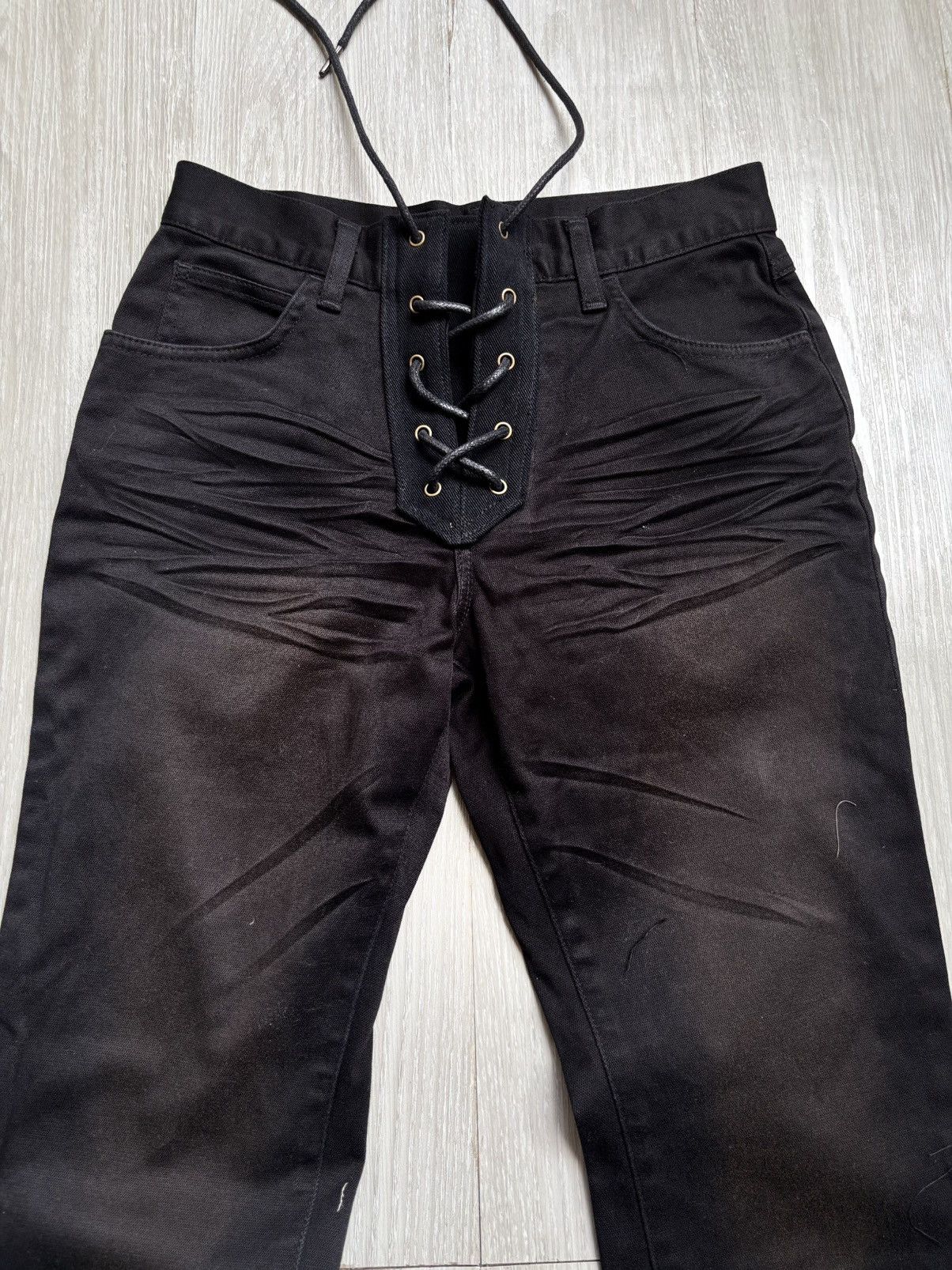 Japanese Brand Wrangler lace up flare jeans Size US 27 - 2 Thumbnail