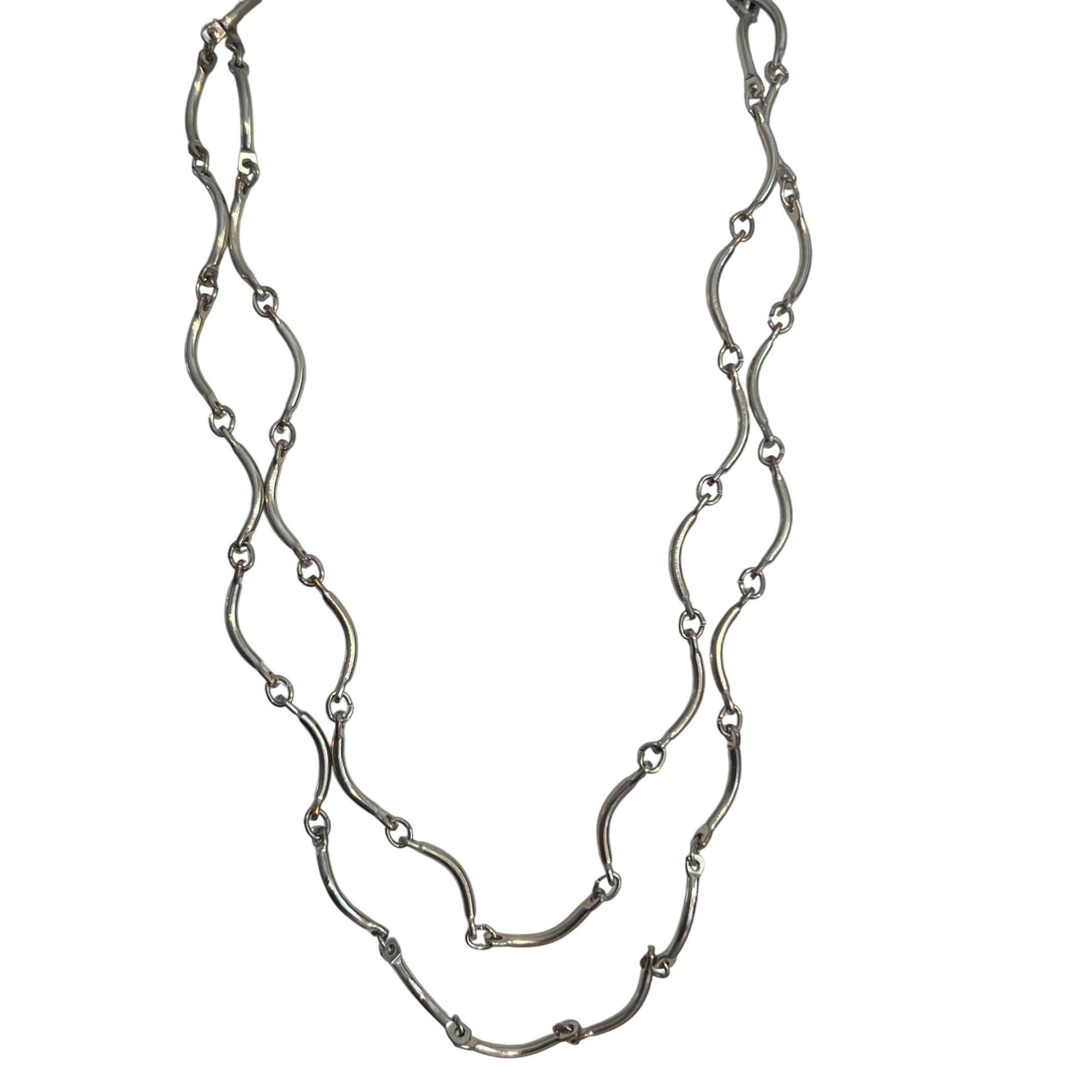 Other Vintage Silver Tone Articulated Necklace Scalloped Link Hook Size ONE SIZE - 1 Thumbnail