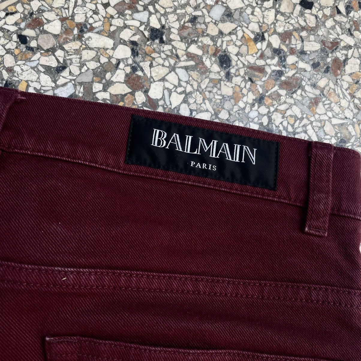 Balmain Balmain by Decarnin Striped Burgundy Jeans Size US 30 / EU 46 - 6 Thumbnail