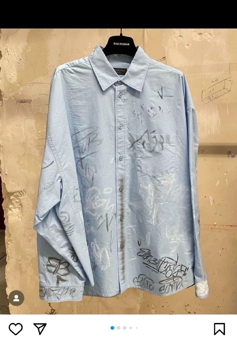 Balenciaga Balenciaga 24 FW Graffiti Mud Paint Long Sleeve Shirt 2502- Size US S / EU 44-46 / 1 - 2 Thumbnail