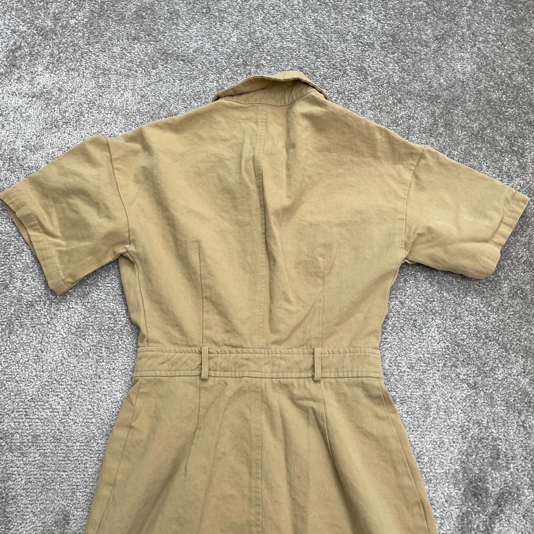 AQUA Aqua Brown Mini Cargo Dress Womens XS Short Sleeve Cotton Snap Size 26" / US 2 / IT 38 - 4 Thumbnail