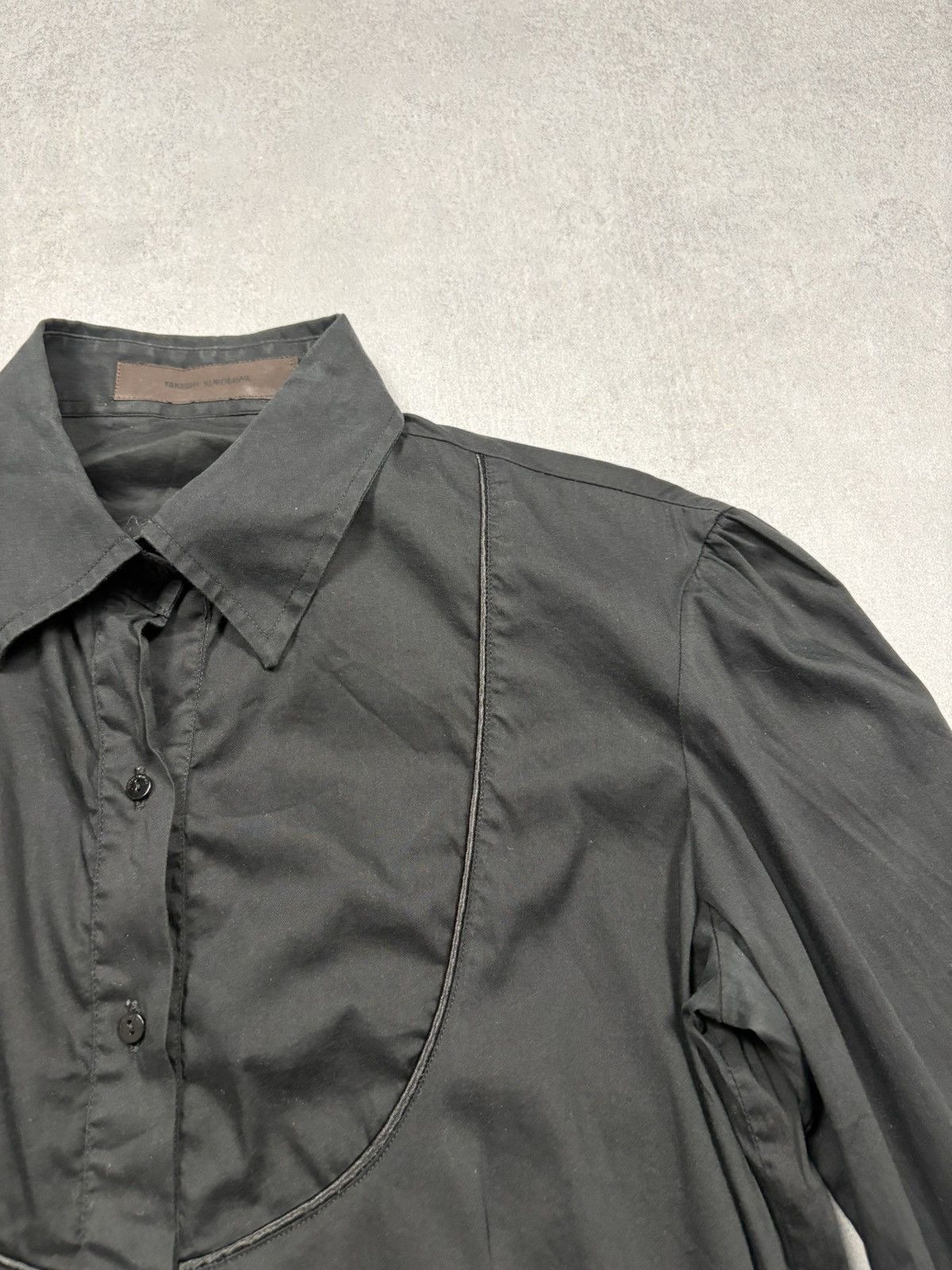 Takeshy Kurosawa Takeshy Kurosawa Black Artisanal Wrinkled Shirt Archive 00s Size US L / EU 52-54 / 3 - 6 Thumbnail